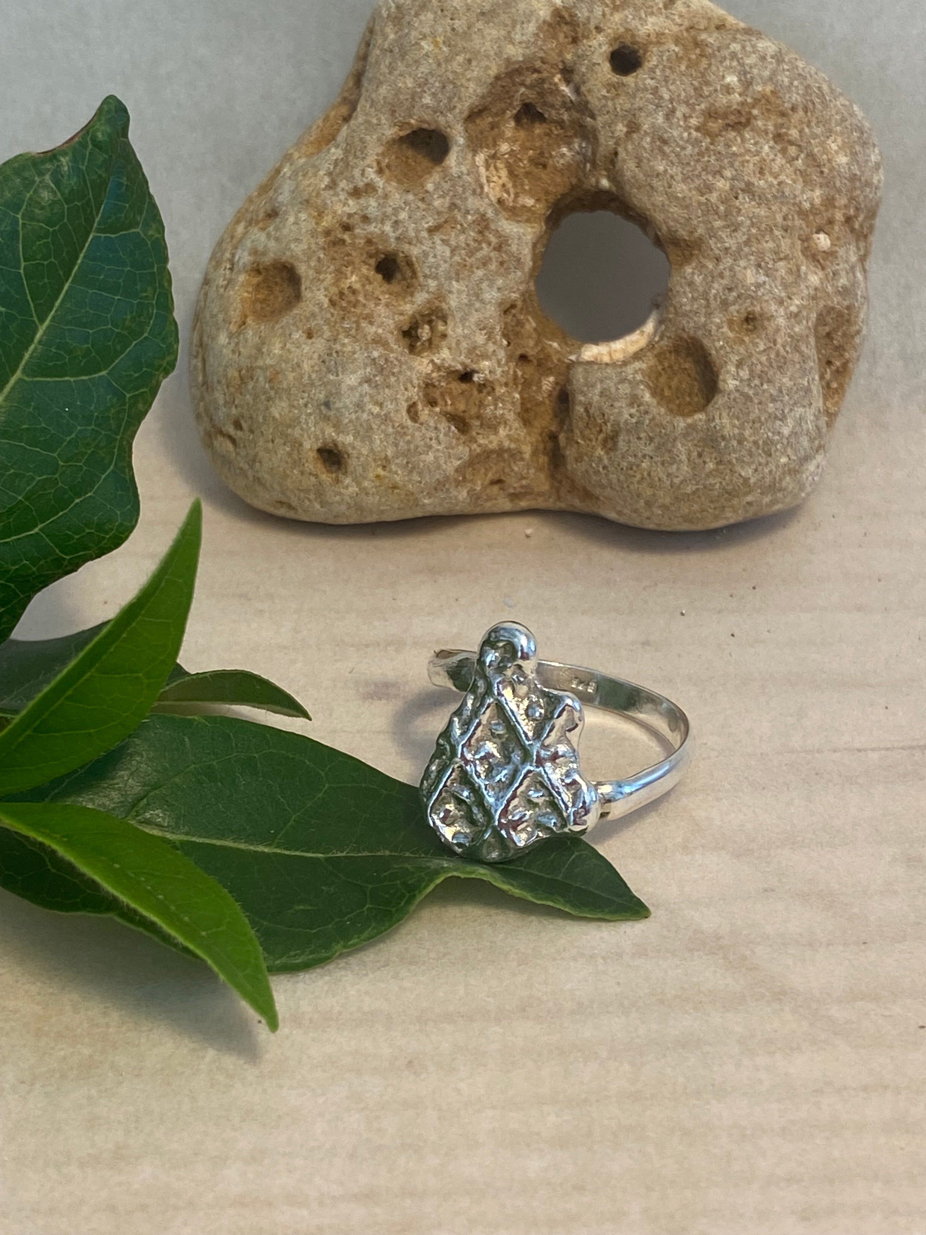 Offset Impressions Sterling Silver Ring