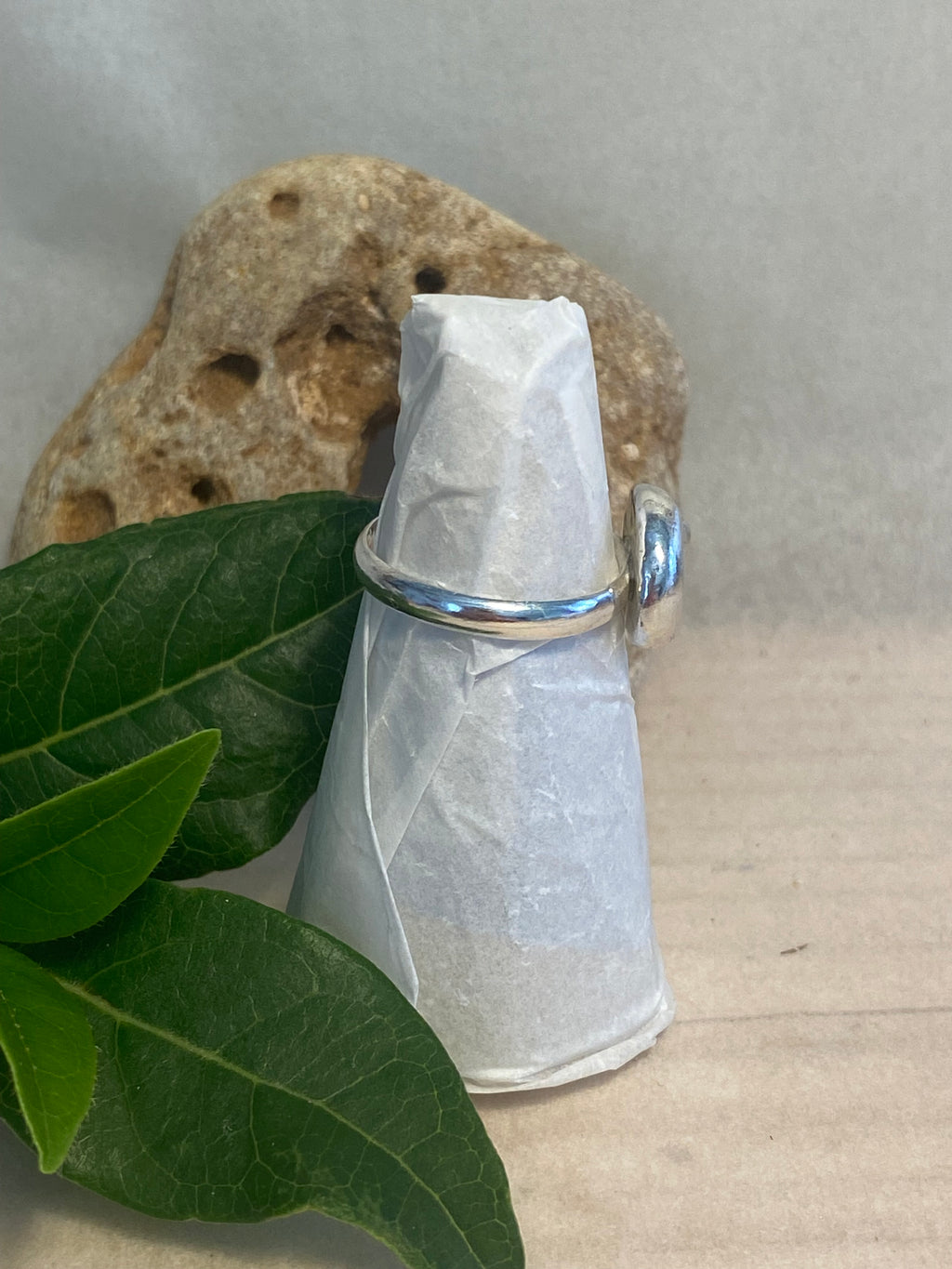 Brass & Silver Pebble Disk Sterling Silver Ring