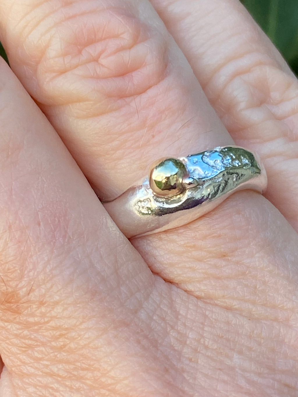 Sterling Silver Brass Seed Ring | Size N | One of a Kind