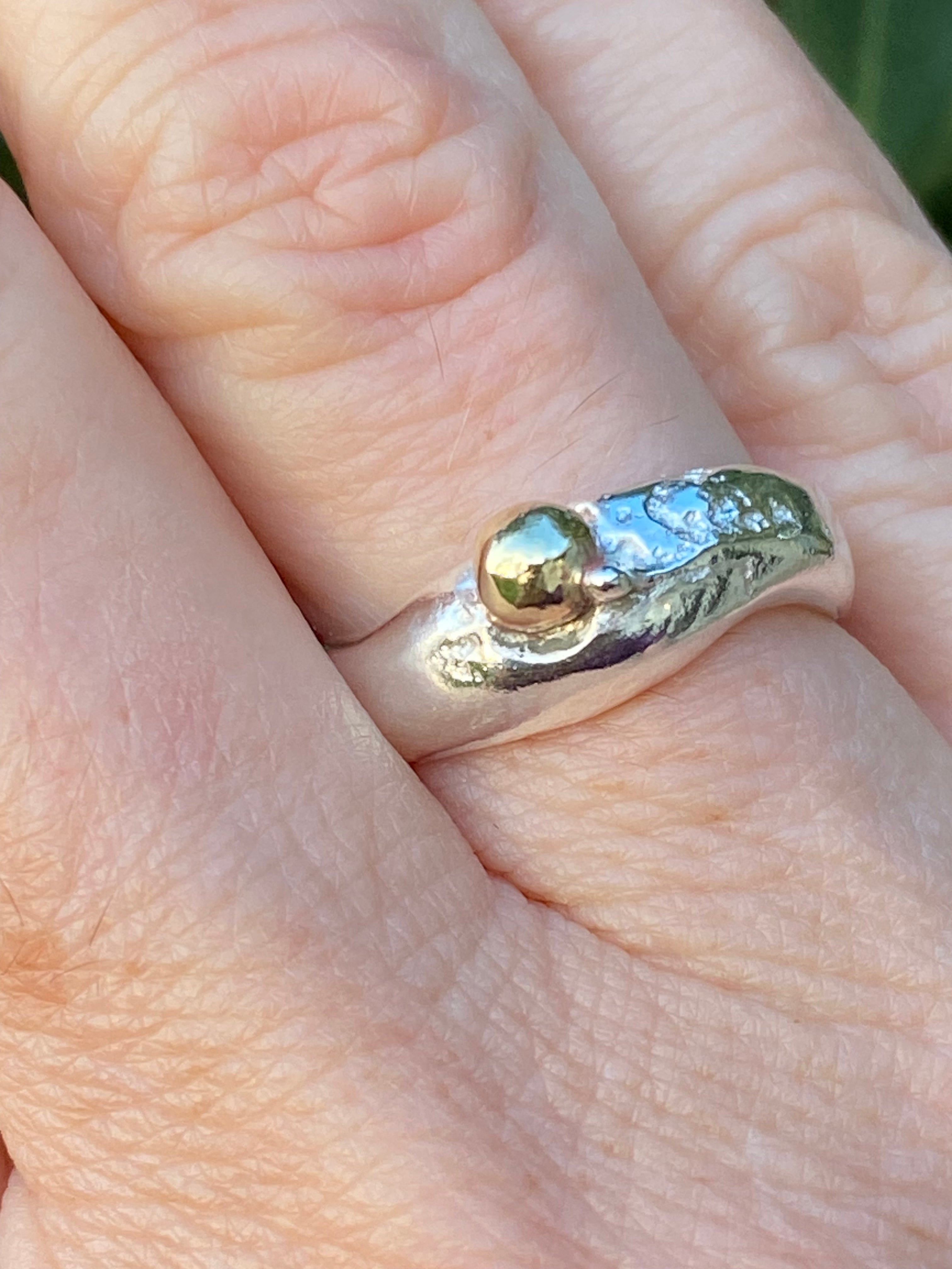 Sterling Silver Brass Seed Ring | Size N | One of a Kind