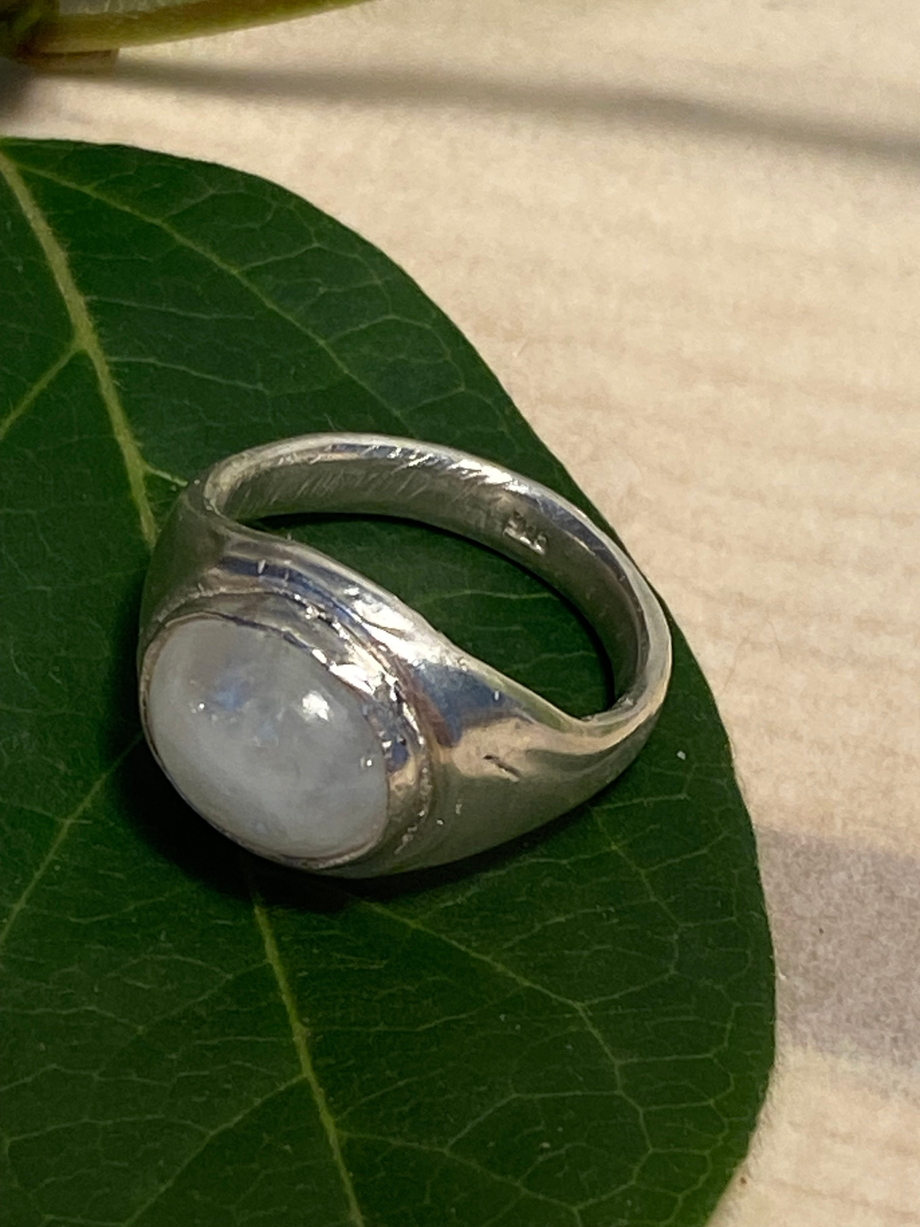 Moonstone and sterling silver ring
