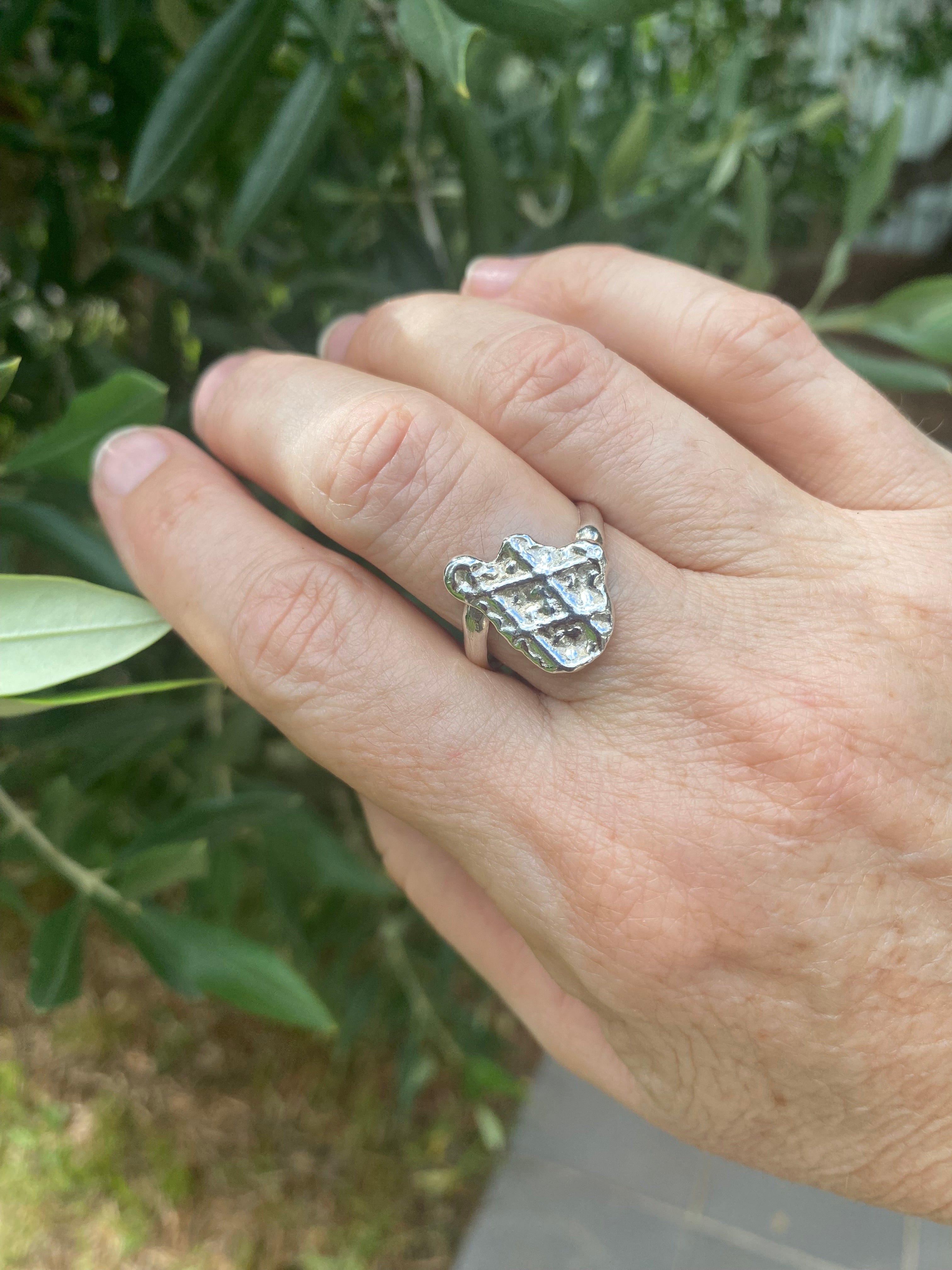 Offset Impressions Sterling Silver Ring