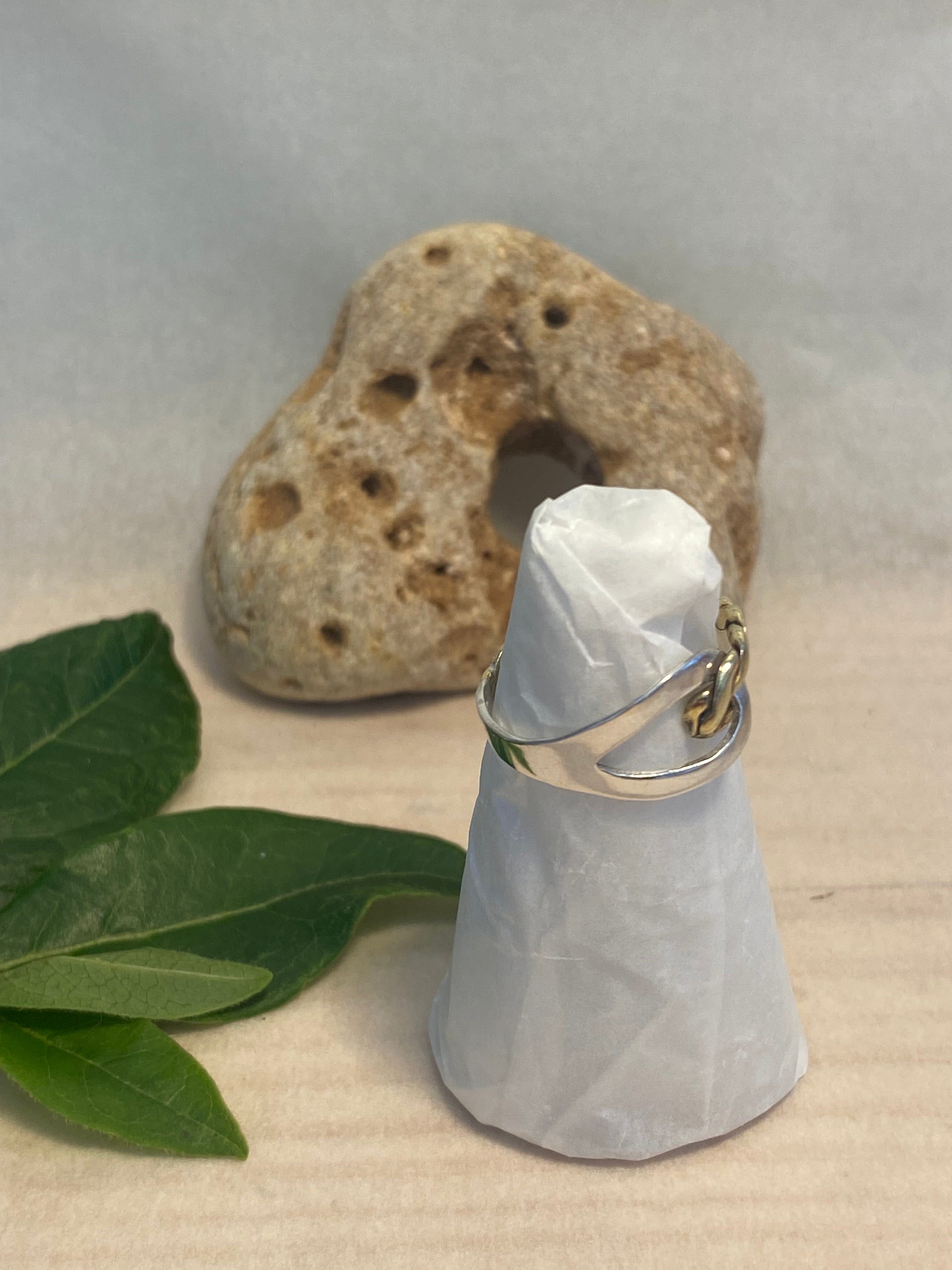 Needle & Thread Adjustable Ring — Silver & Brass