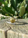 Organic Form Adjustable Silver & Brass Dome Ring