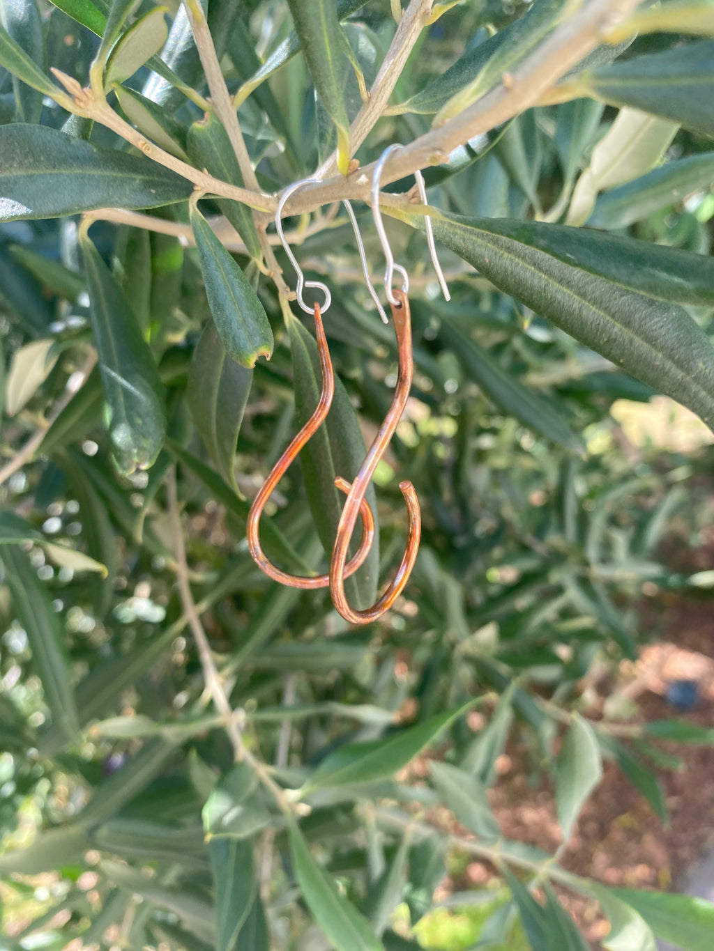 Flame Painted Copper Drop Earrings