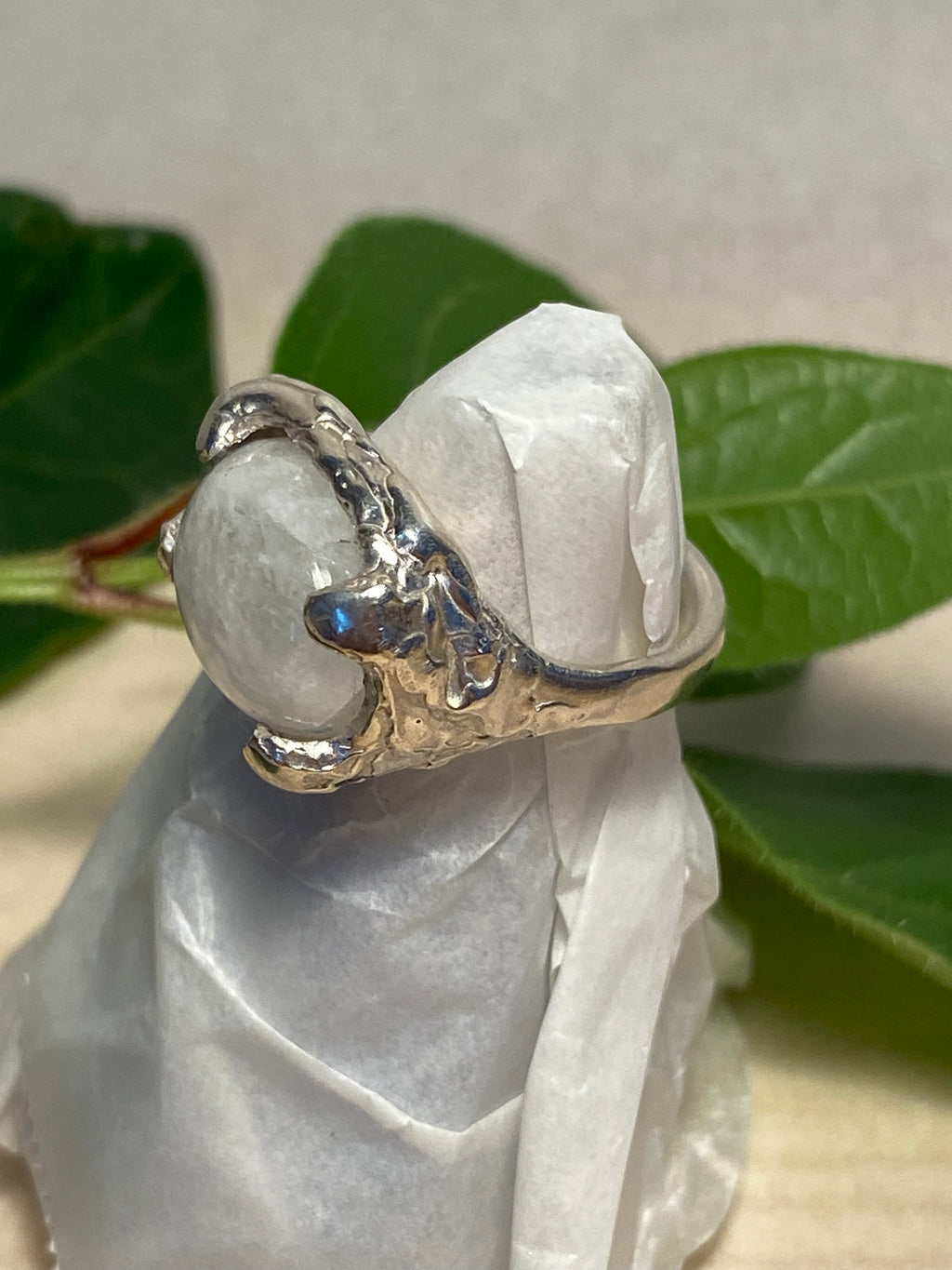Moonstone Ring — Sculpted Sterling Silver