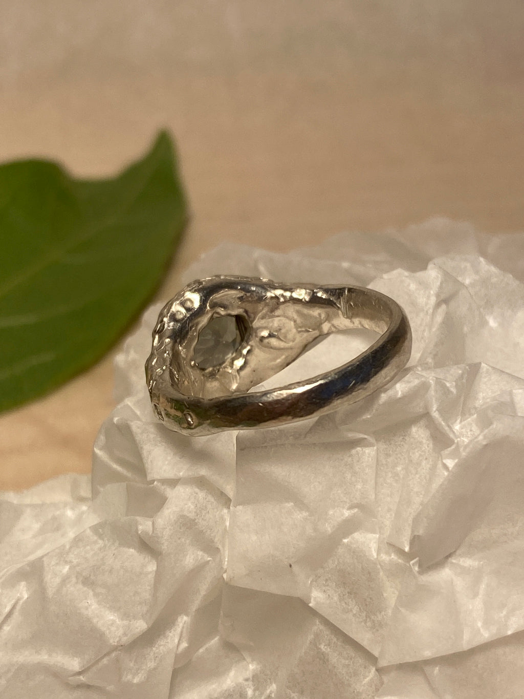 Tourmaline and Sterling Silver molten ring
