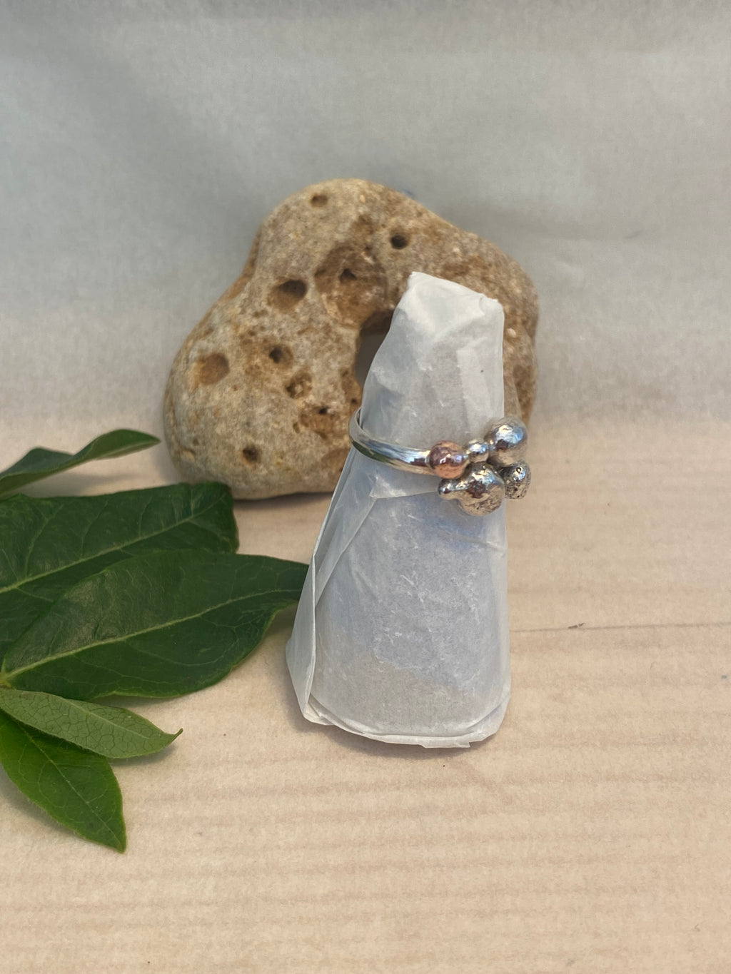 Mixed Metal Pebble Ring — Silver & Copper