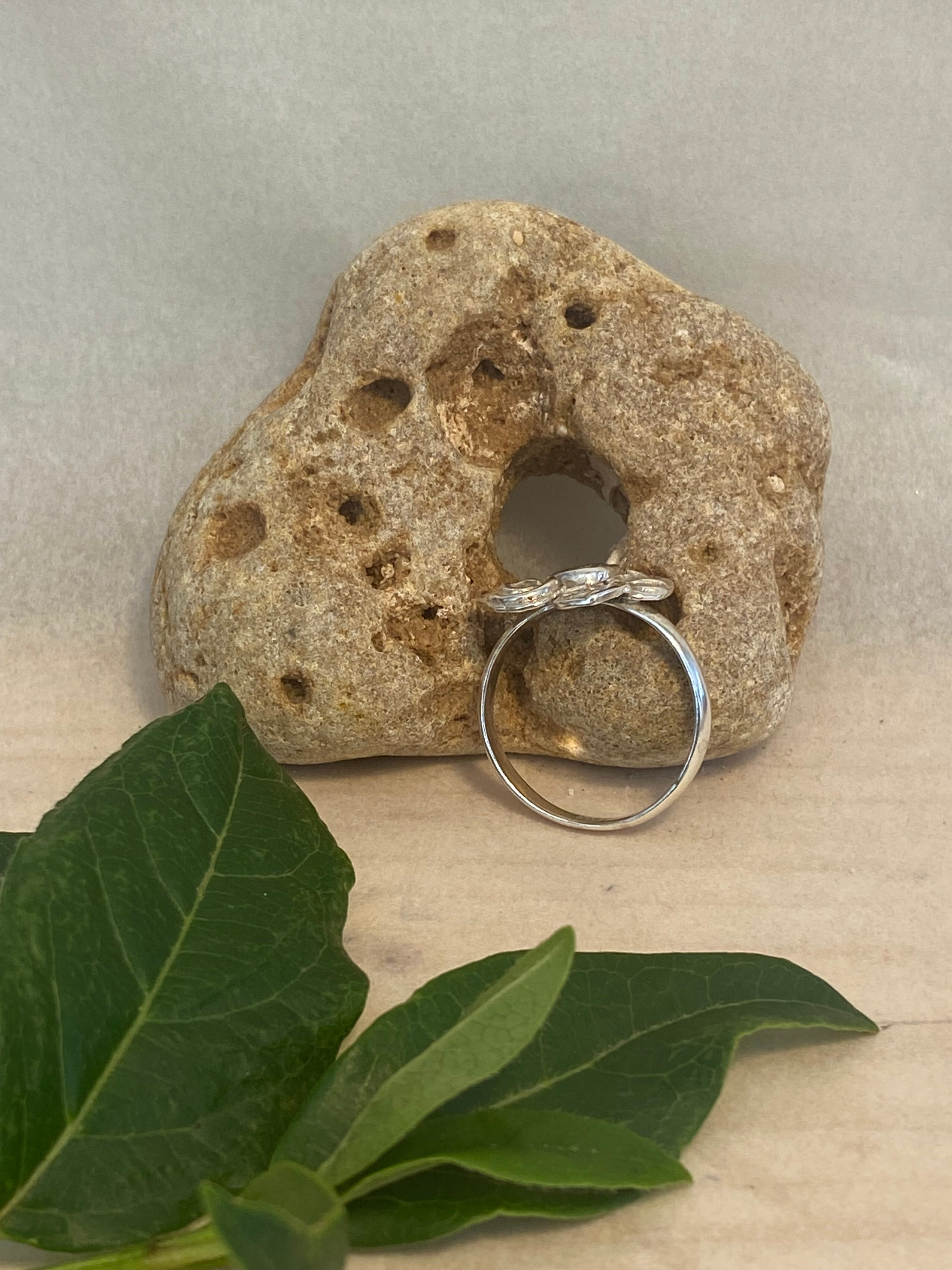 Molten Silver Flower Posy Ring
