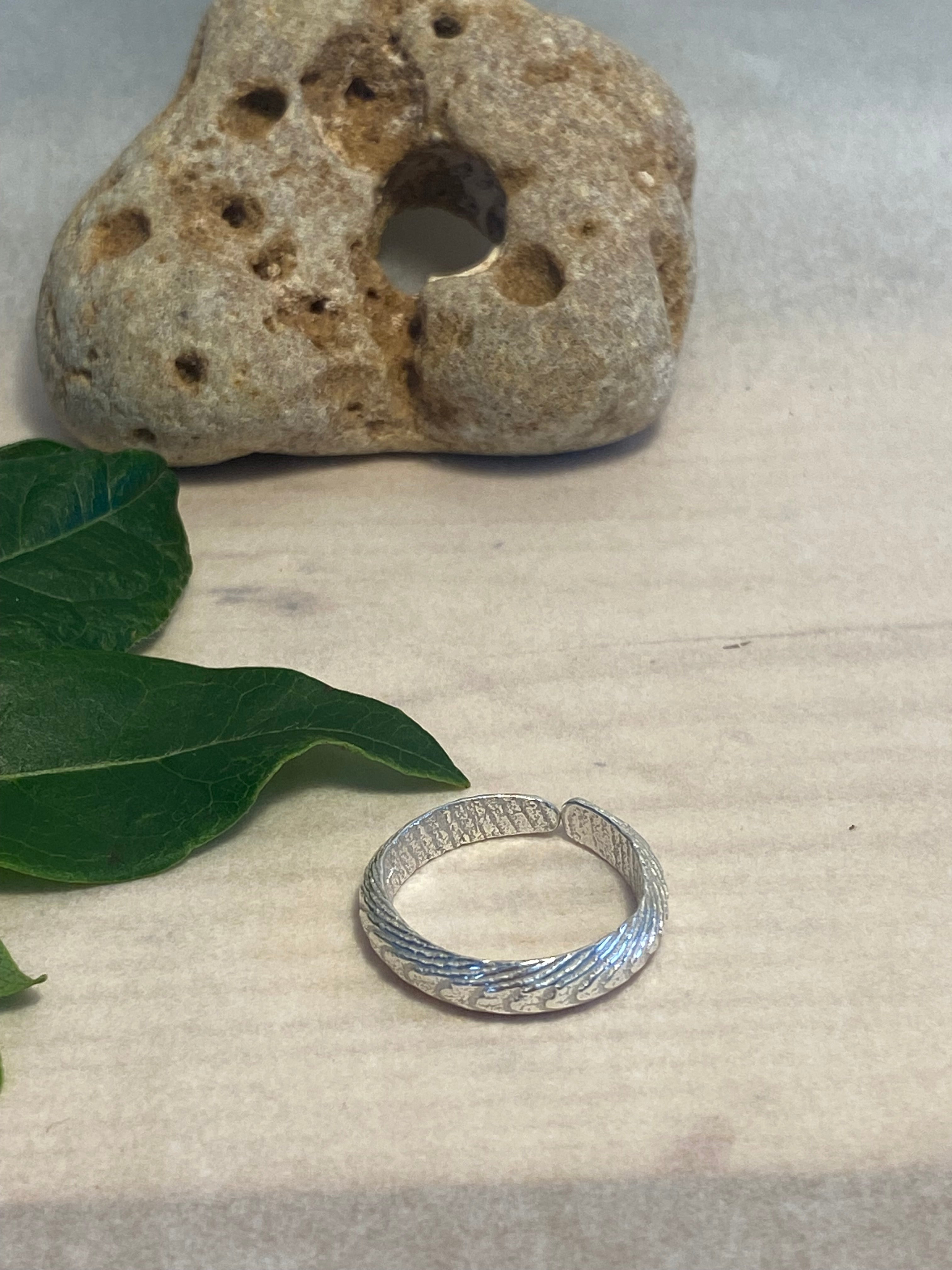 Cuttlefish Cast Adjustable Sterling Silver Ring