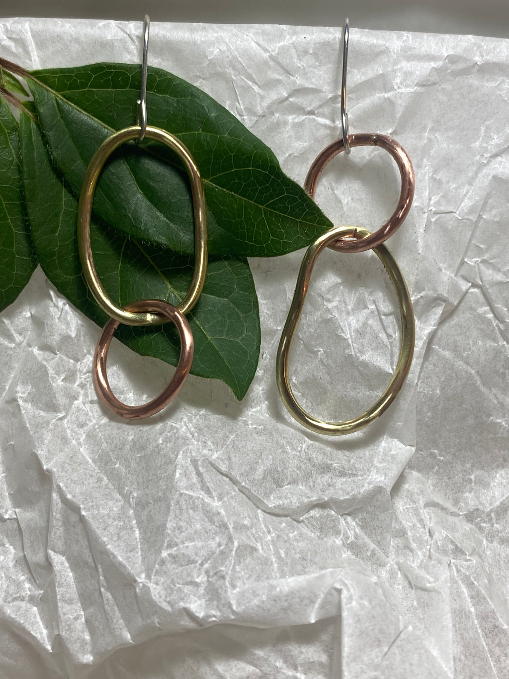 Mixed Metal Organic Link Earrings
