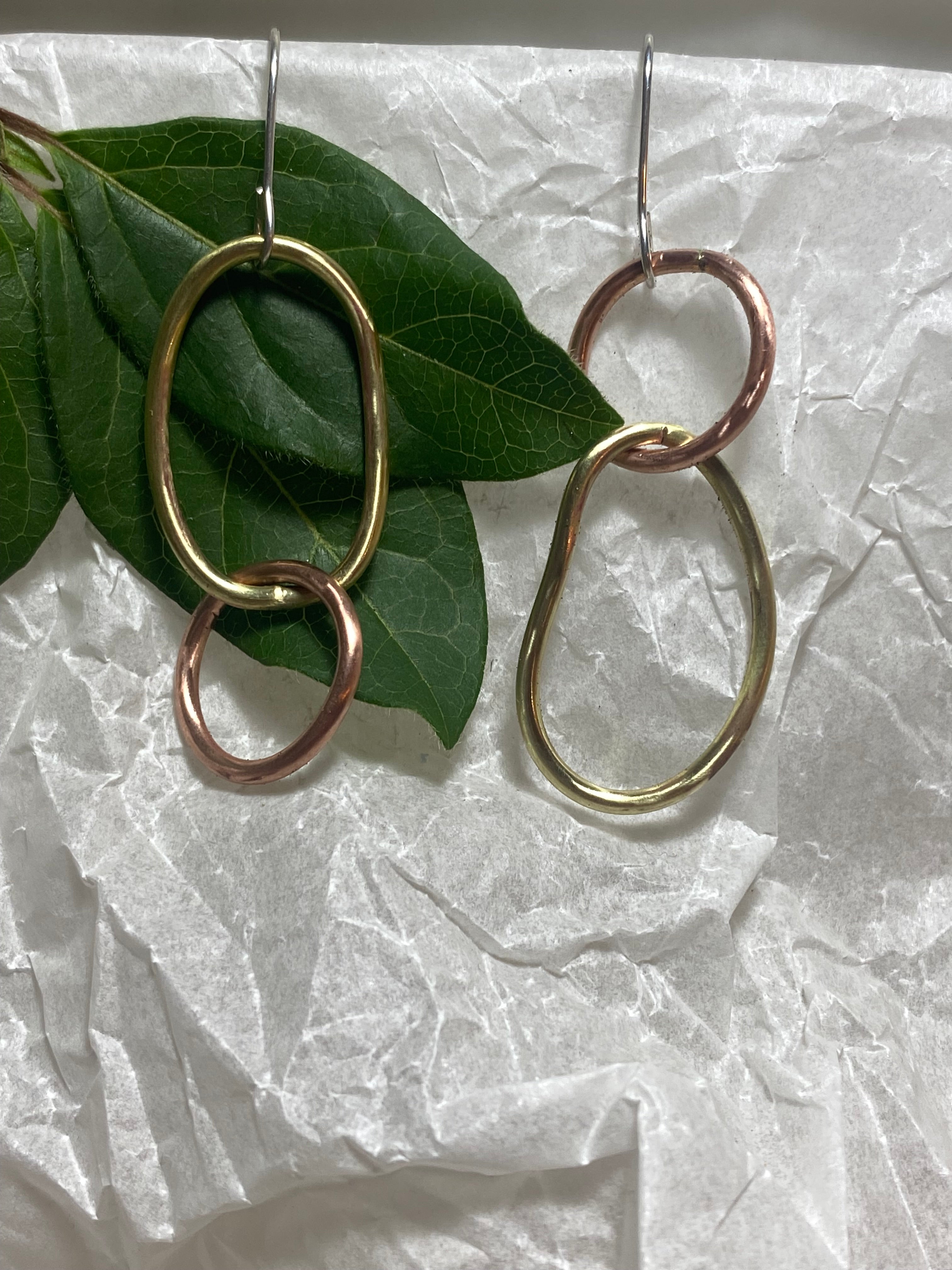Mixed Metal Organic Link Earrings