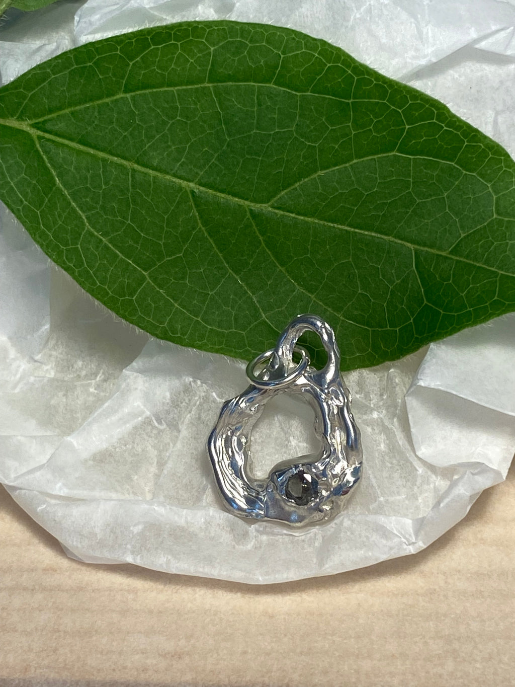 Sterling silver and grey/blue Rhodolite pendant