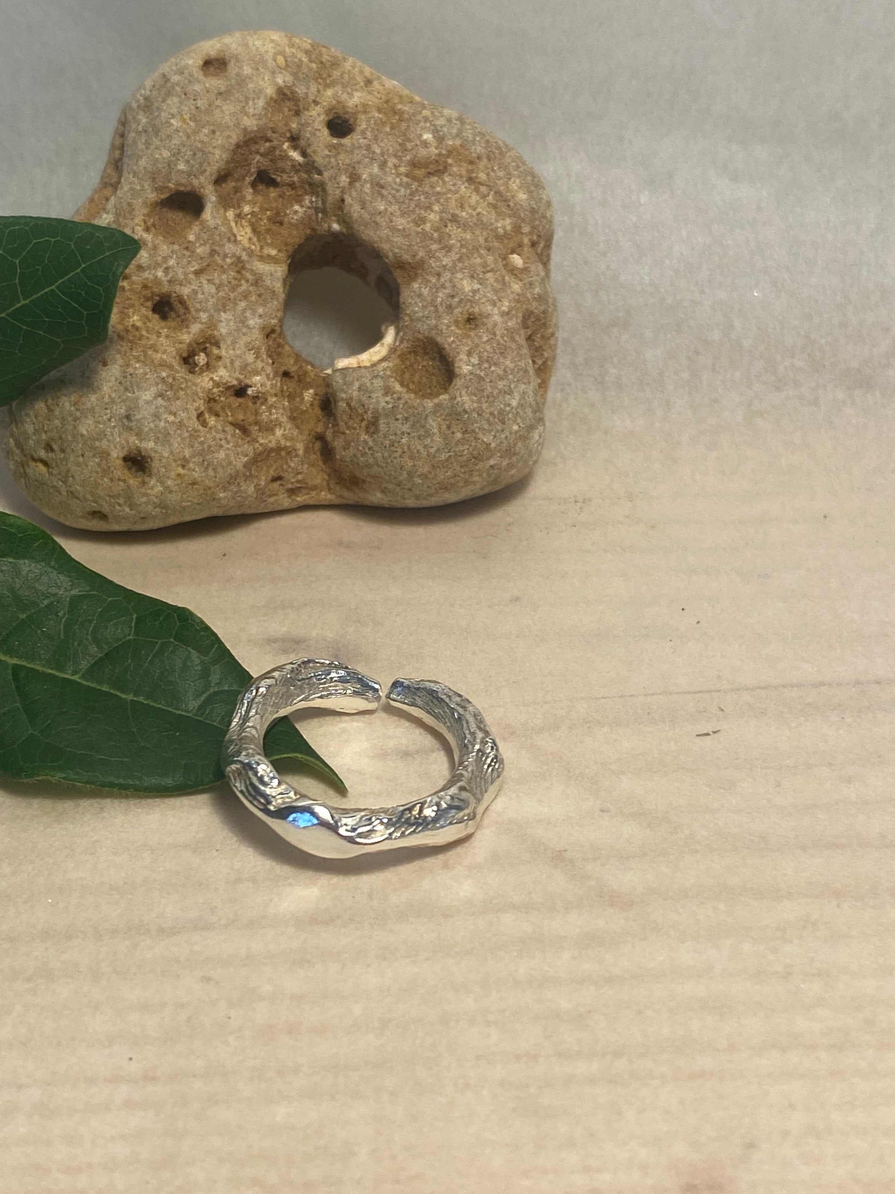Cuttlefish Cast Adjustable Sterling Silver Ring