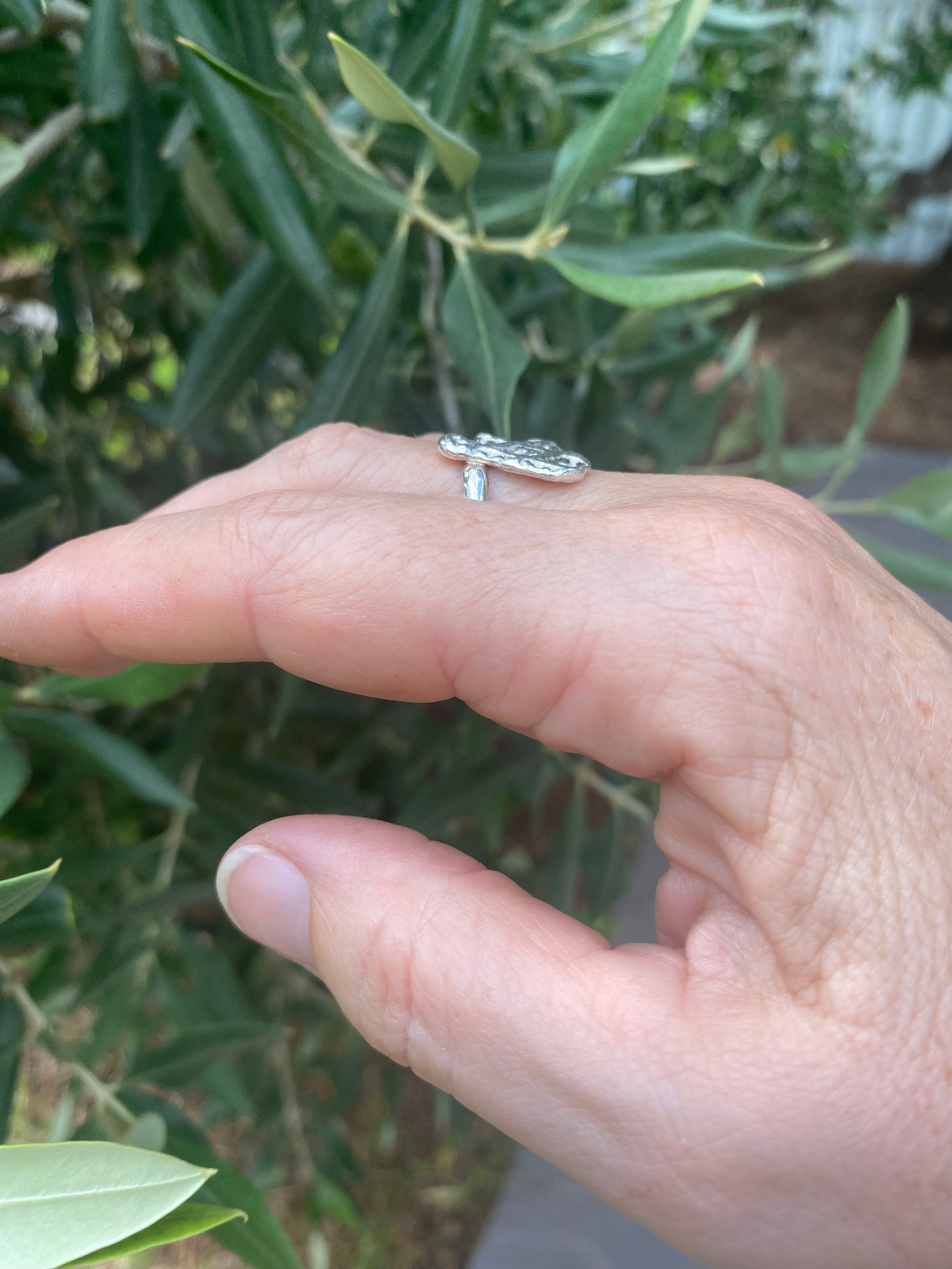 Offset Impressions Sterling Silver Ring