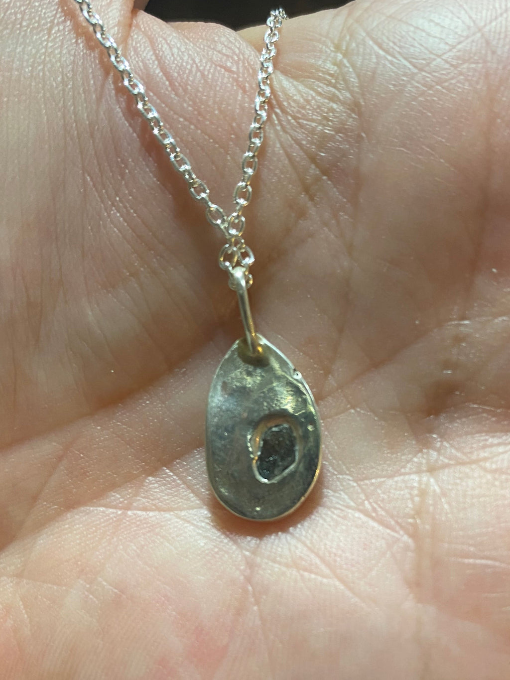 Green Sapphire Rockpool Pendant — Sterling Silver and uncut Australian Sapphire