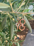 Silver & Copper Triple Loop Drop Earrings