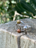 Three Metals Halo Pebble Ring — Silver, Copper & Brass