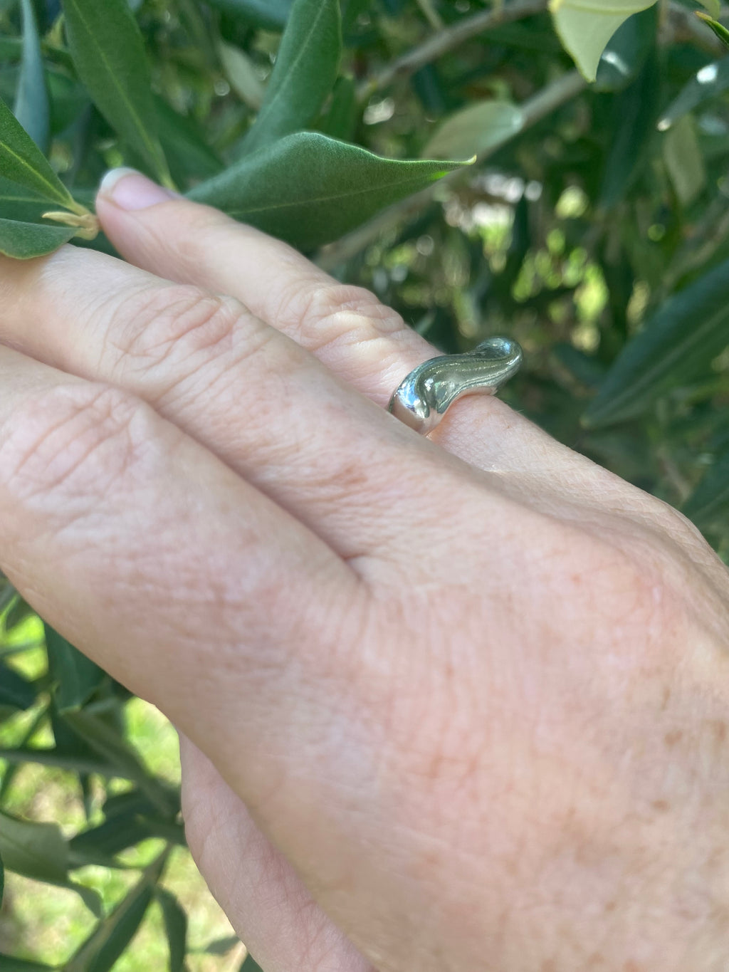 Flow Wax Carved Sterling Silver Statement Ring