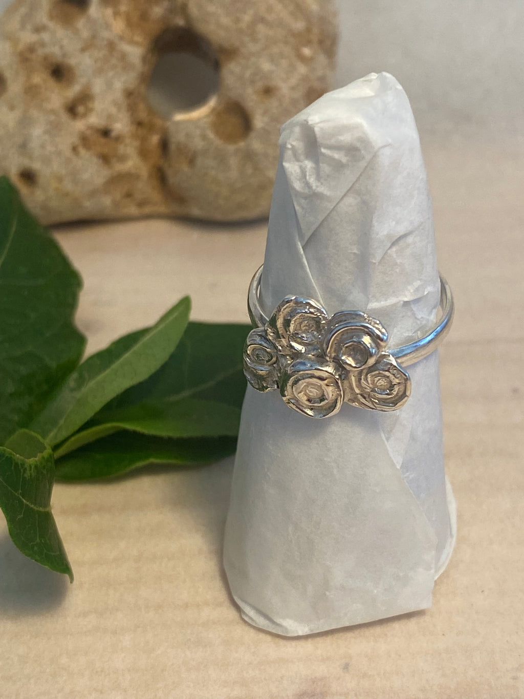 Molten Silver Flower Posy Ring