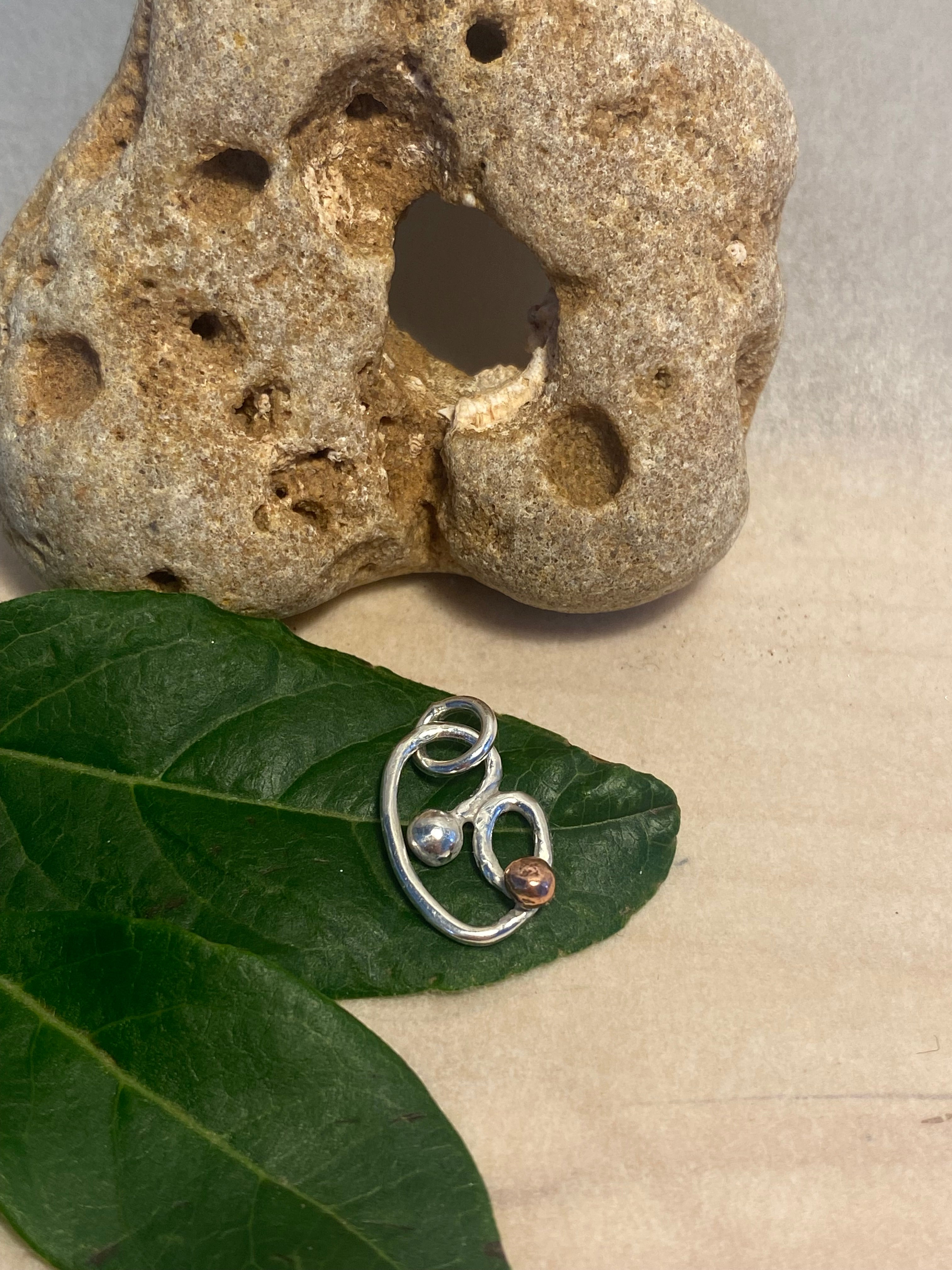 Silver & Copper Heart Pendant