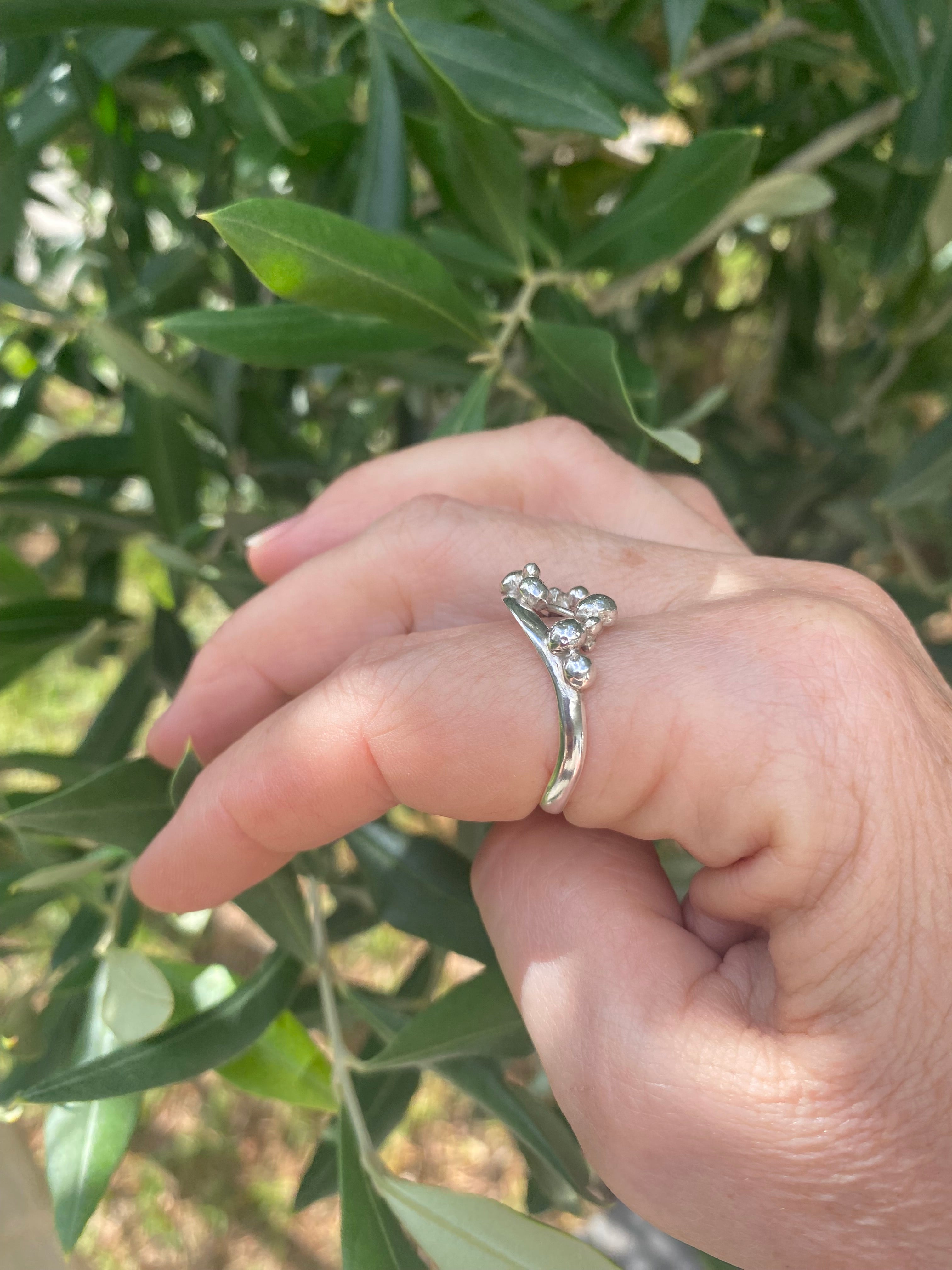 Waves, Pebbles & Tendrils Sterling Silver Ring
