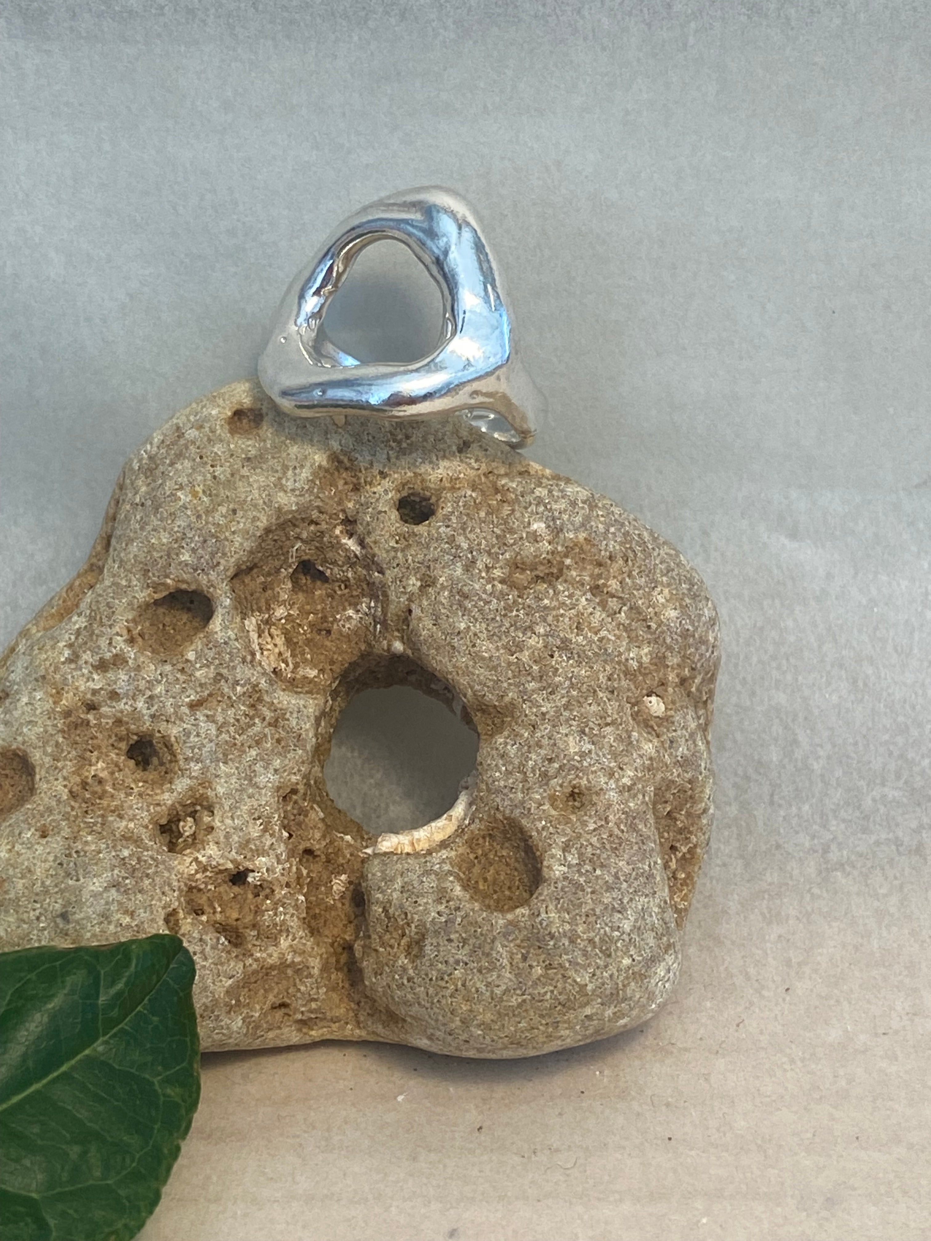 Molten Circle Wax Carved Sterling Silver Statement Ring