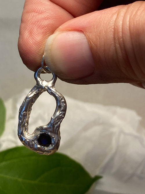 Blue Spinel and Sterling Silver pendant