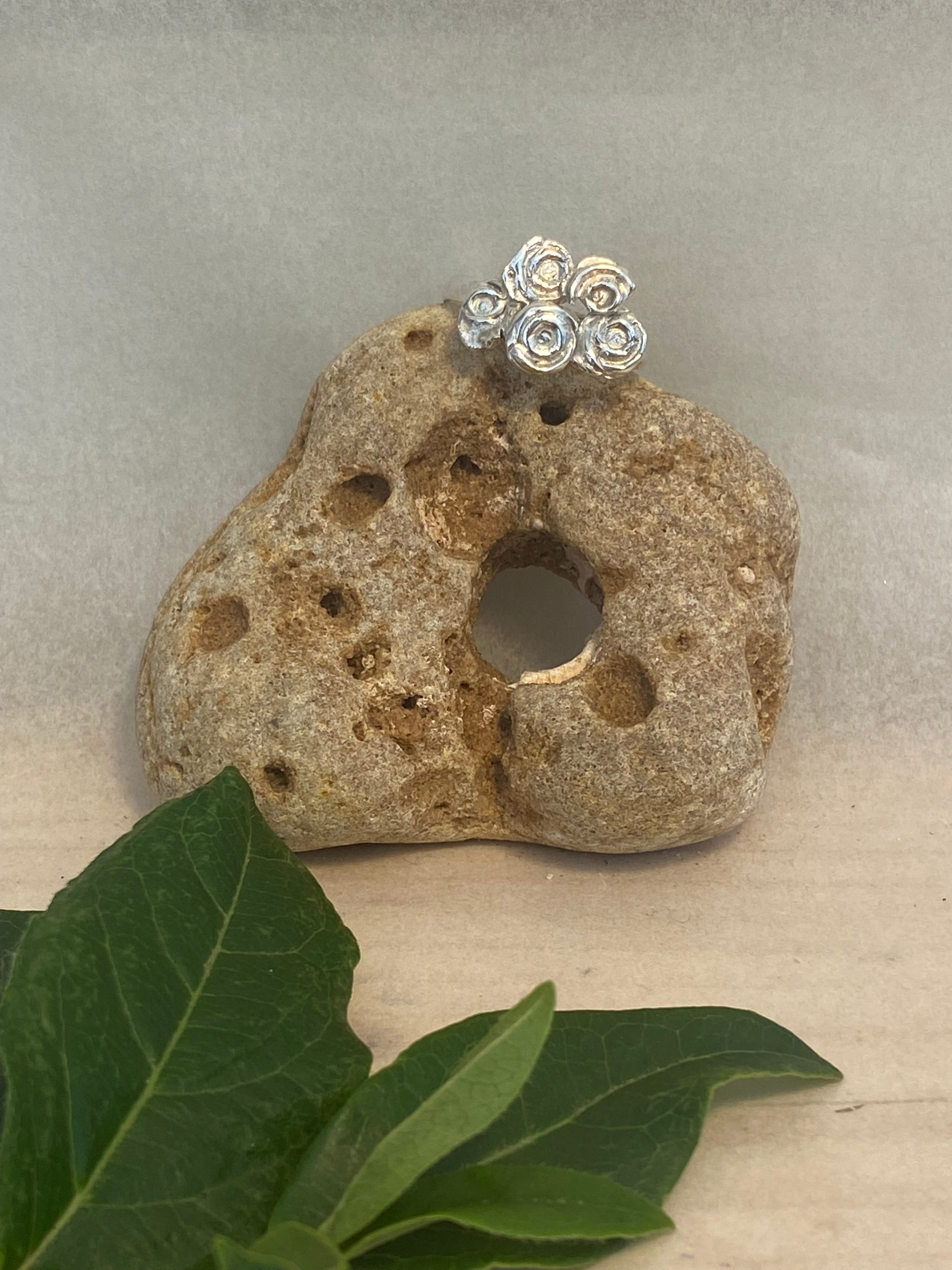 Molten Silver Flower Posy Ring