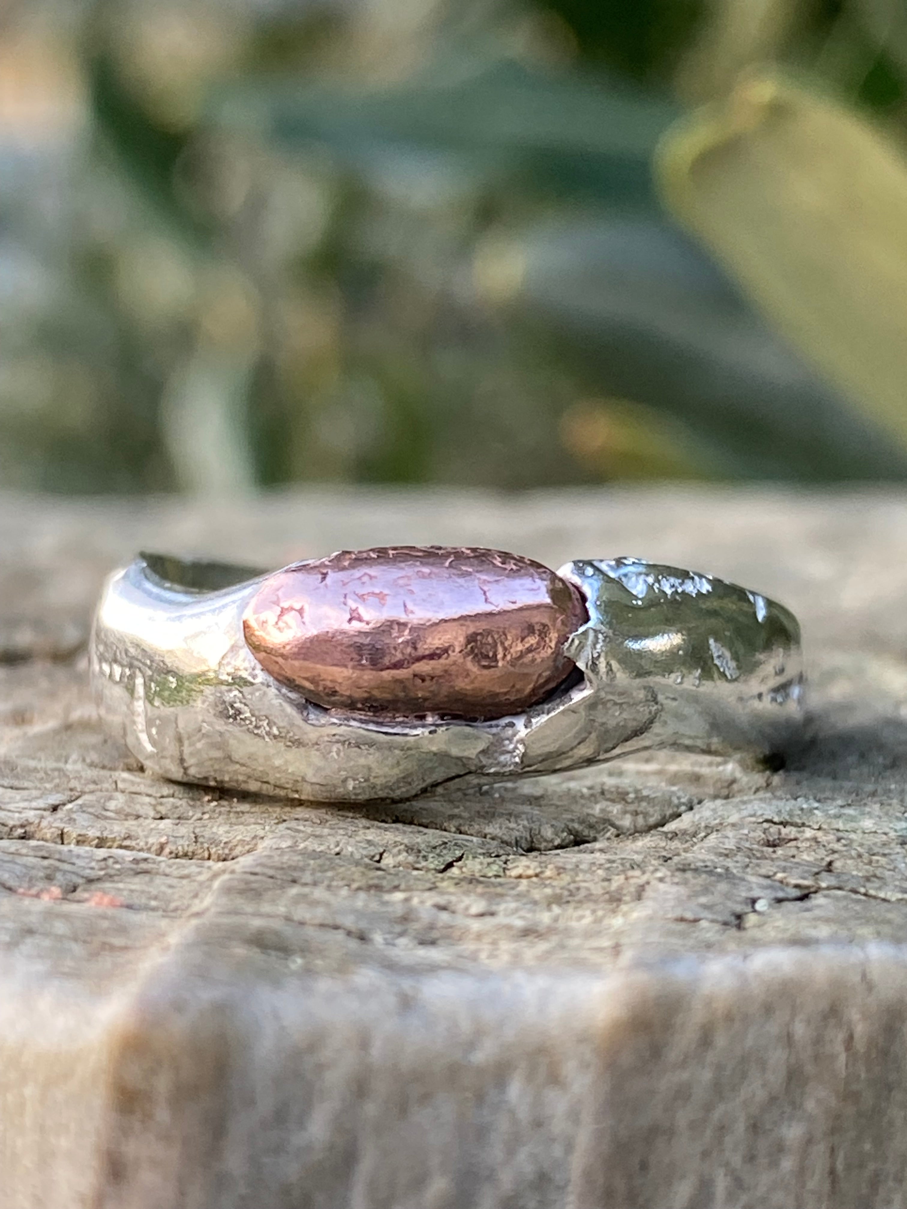 Sterling Silver & Copper Seed Ring | Size P½ | One of a Kind