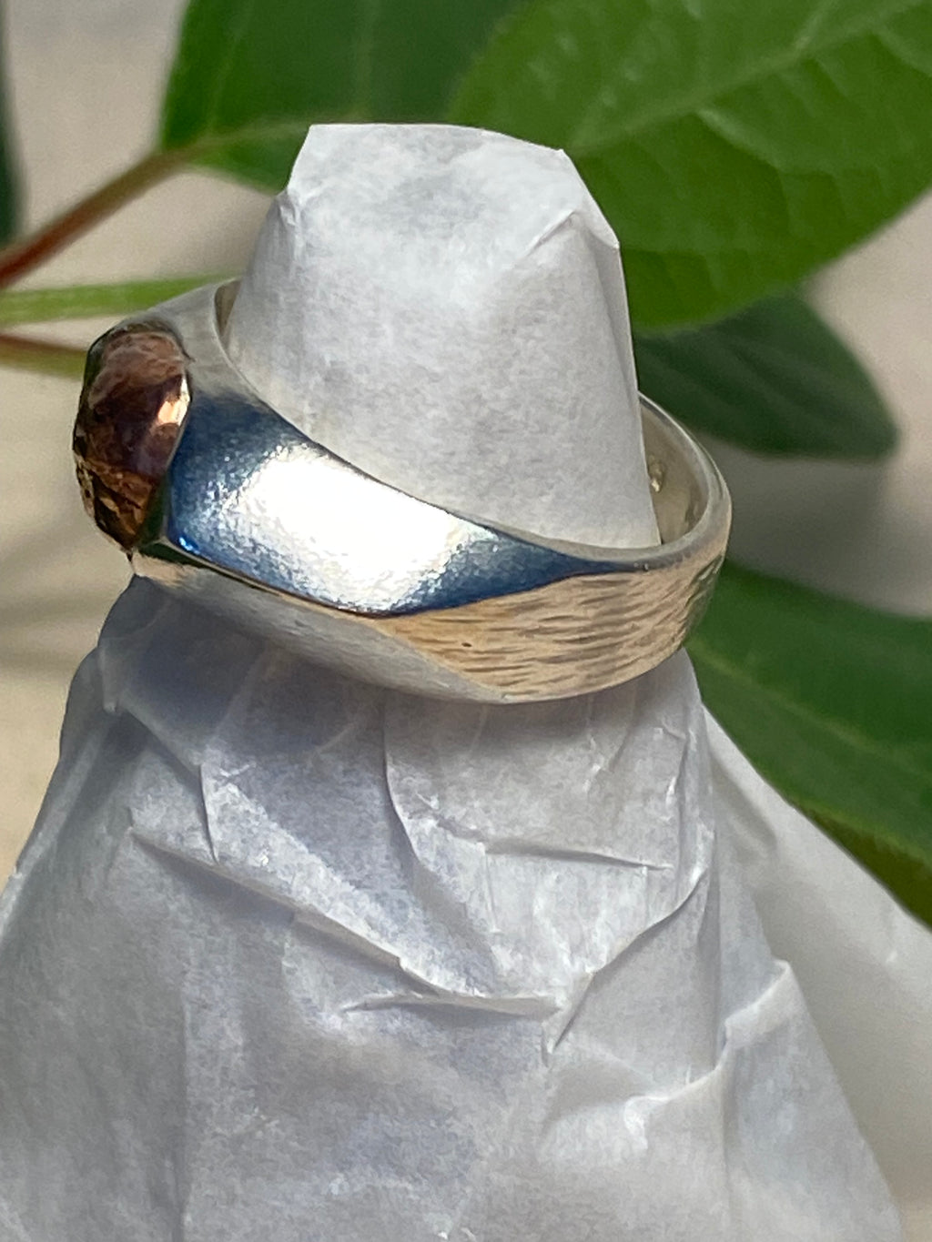 Copper and Sterling Silver signet ring