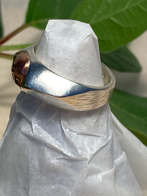 Copper and Sterling Silver signet ring