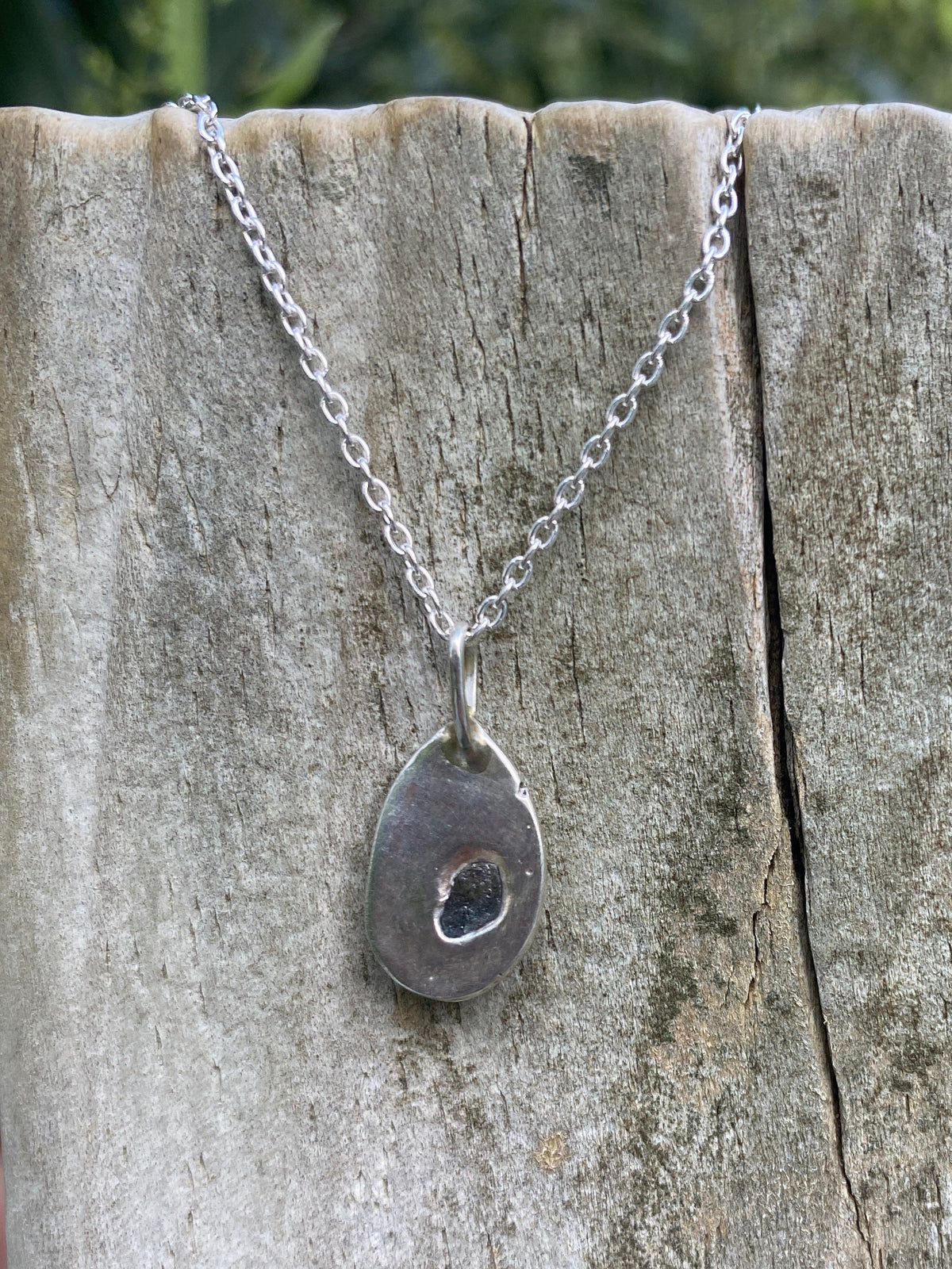 Green Sapphire Rockpool Pendant — Sterling Silver and uncut Australian Sapphire