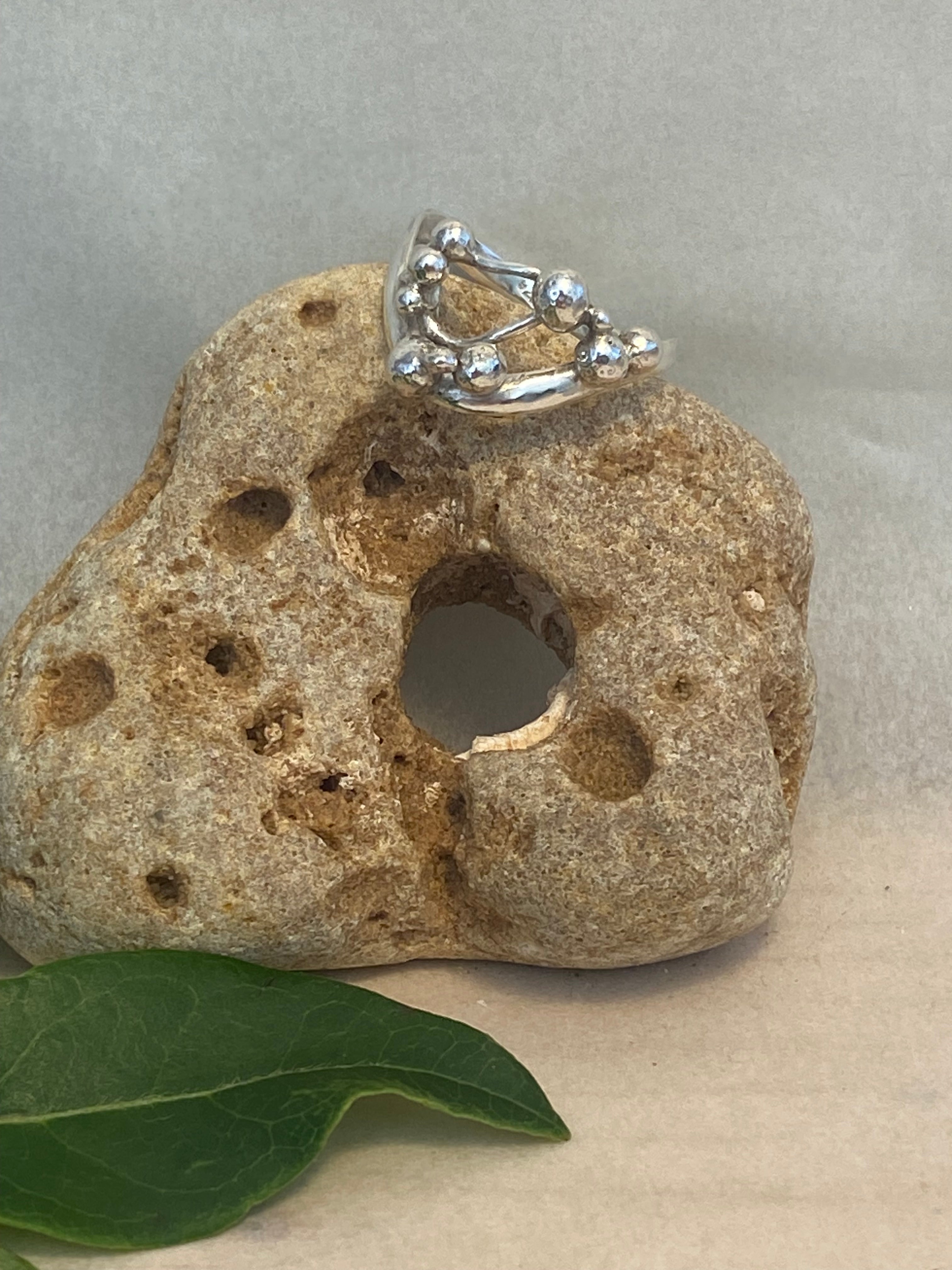 Waves, Pebbles & Tendrils Sterling Silver Ring
