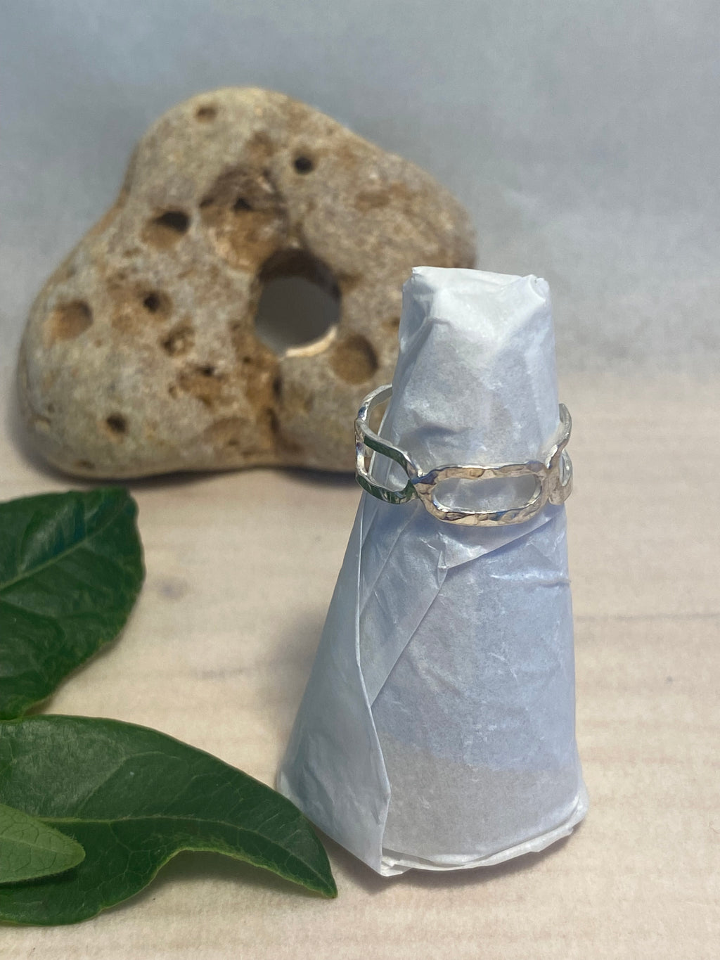 Hammered Silver Links Ring