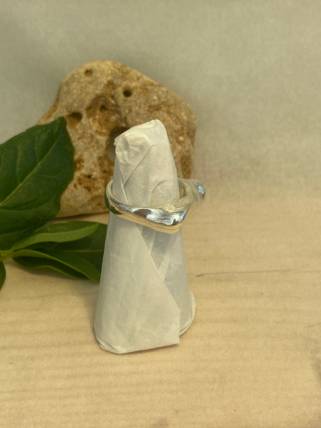 Flow Wax Carved Sterling Silver Statement Ring