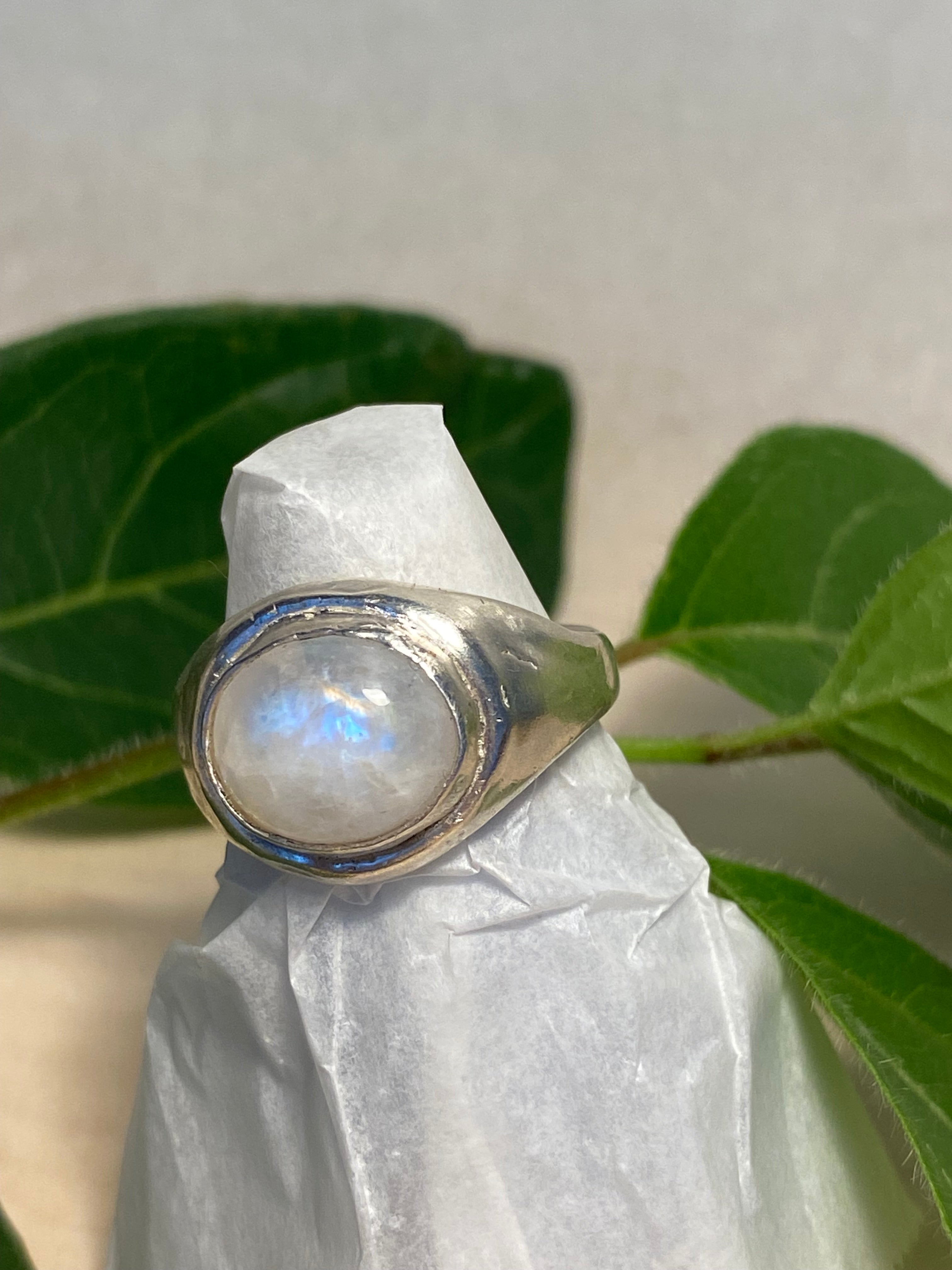 Moonstone and sterling silver ring