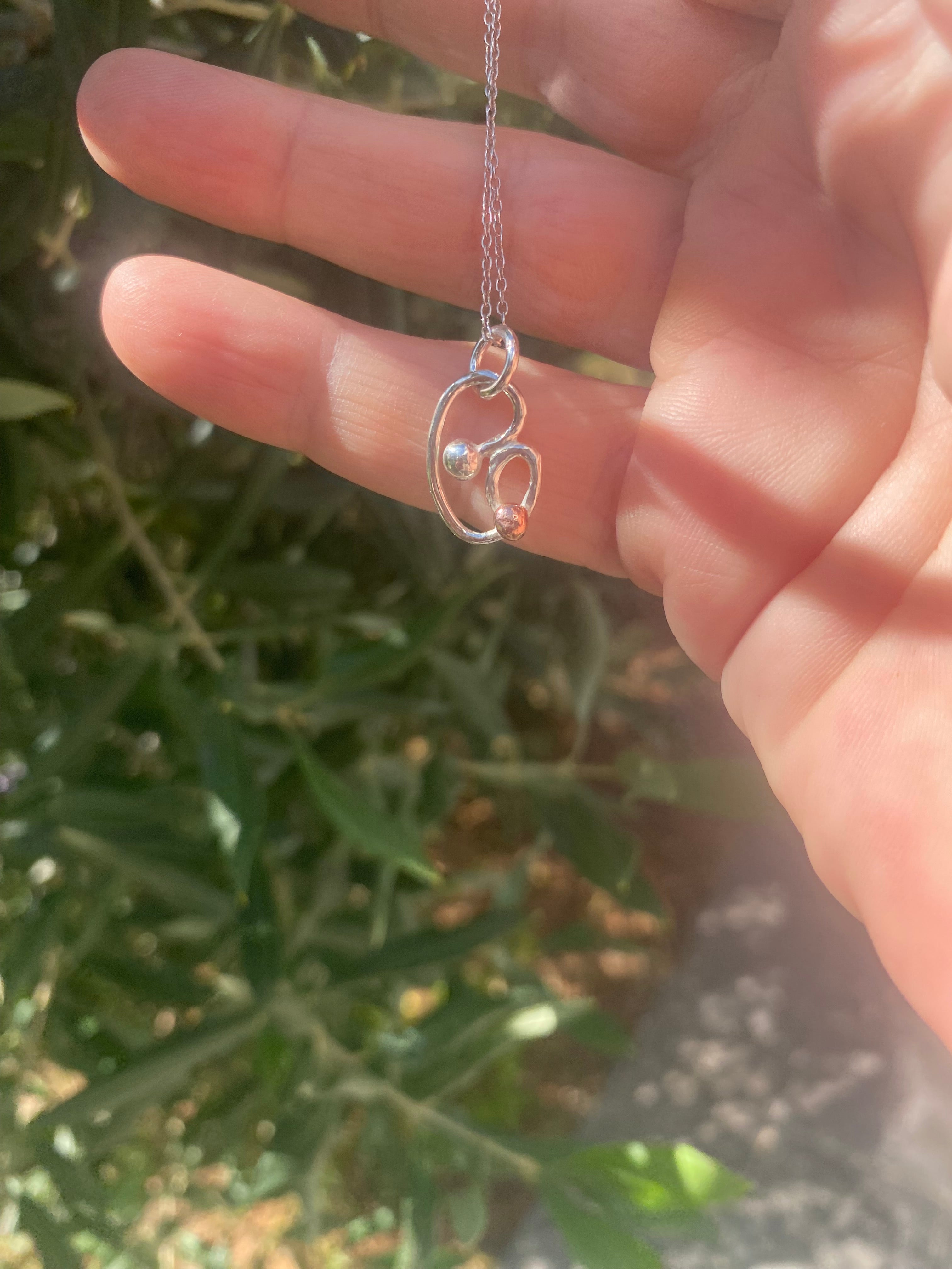 Silver & Copper Heart Pendant