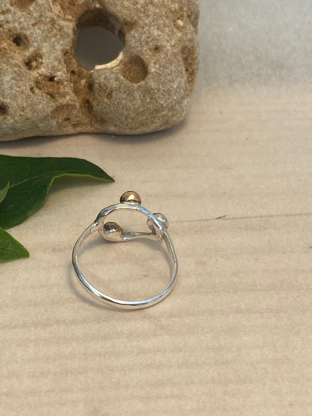 Three Metals Halo Pebble Ring — Silver, Copper & Brass