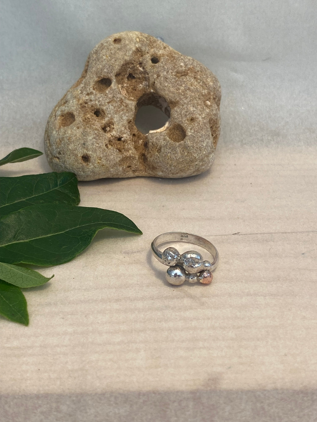 Mixed Metal Pebble Ring — Silver & Copper