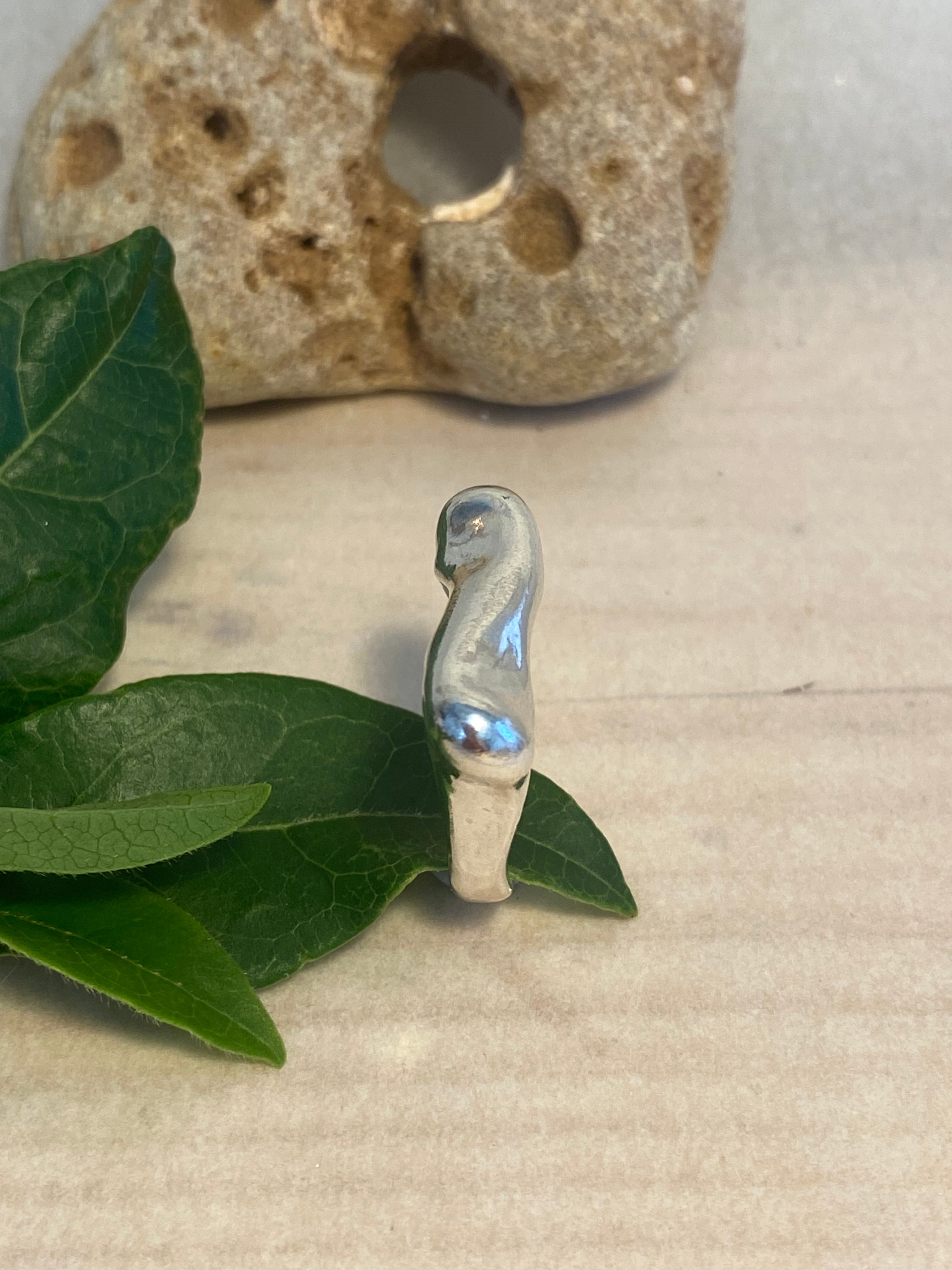 Flow Wax Carved Sterling Silver Statement Ring
