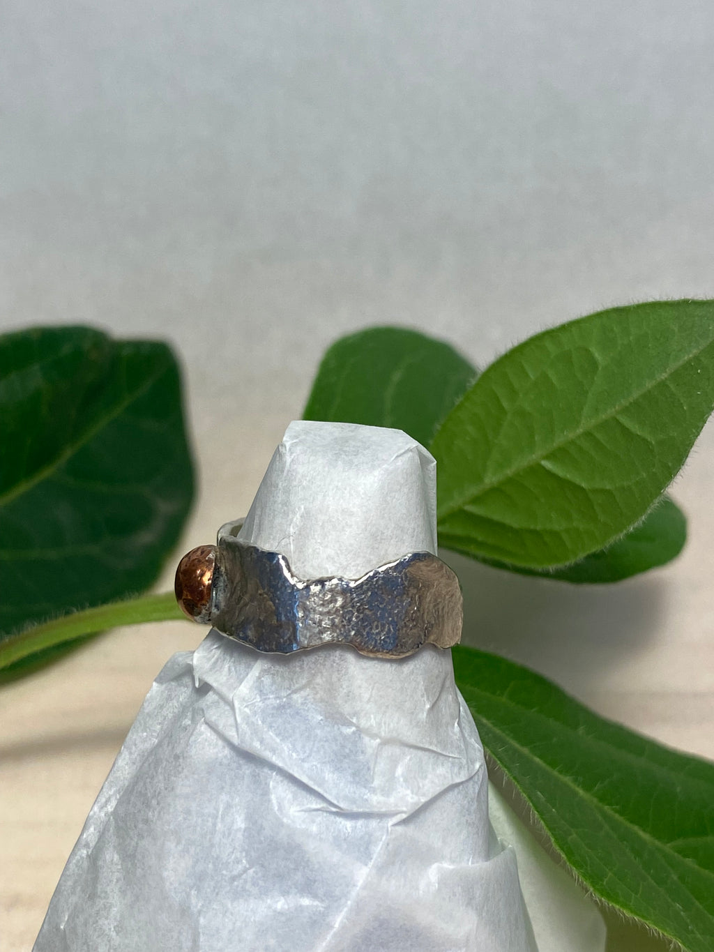 Reticulated Sterling Silver Ring with Molten Copper Detail
