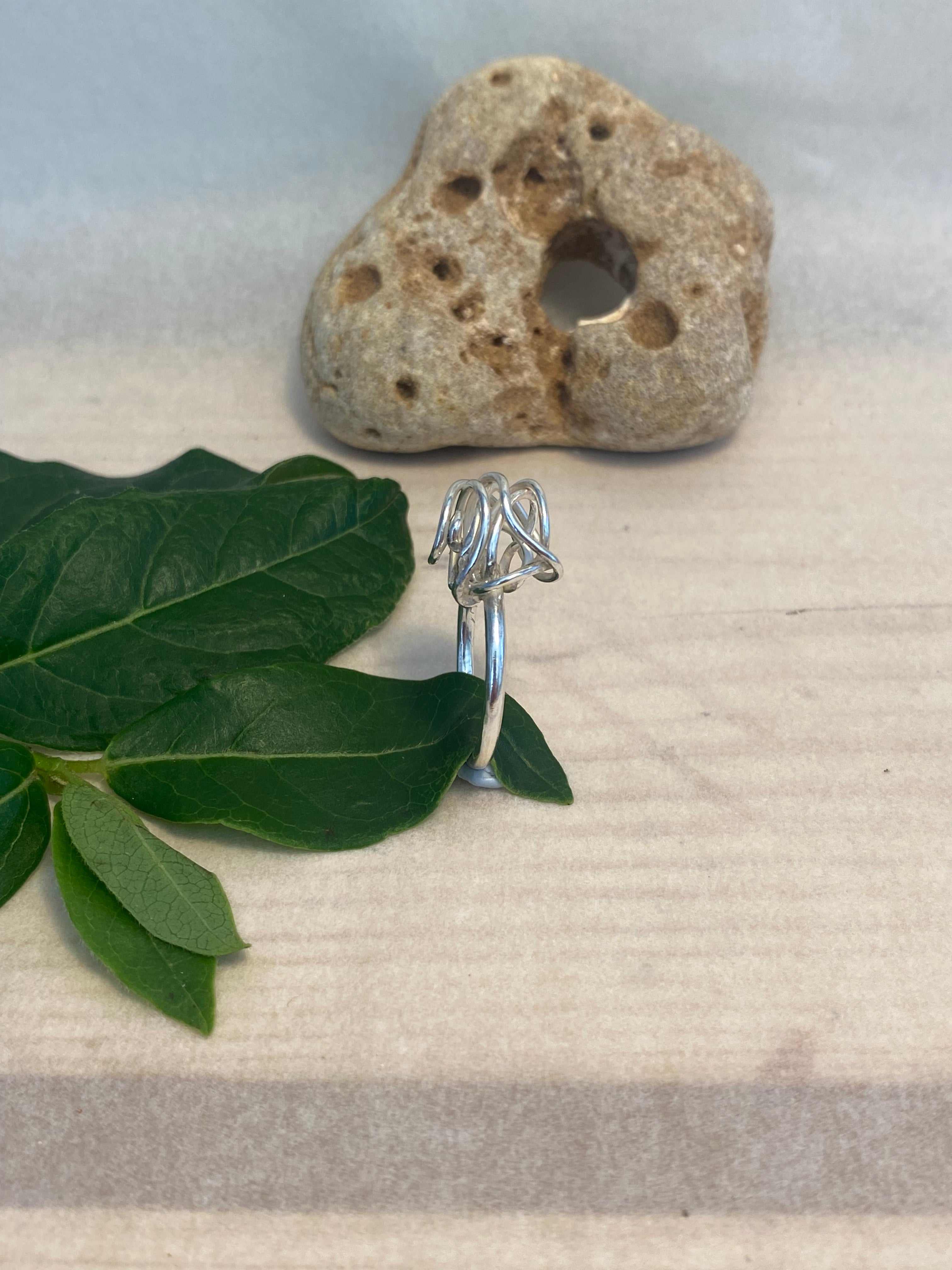 Tangled Wire Ball Sterling Silver Ring