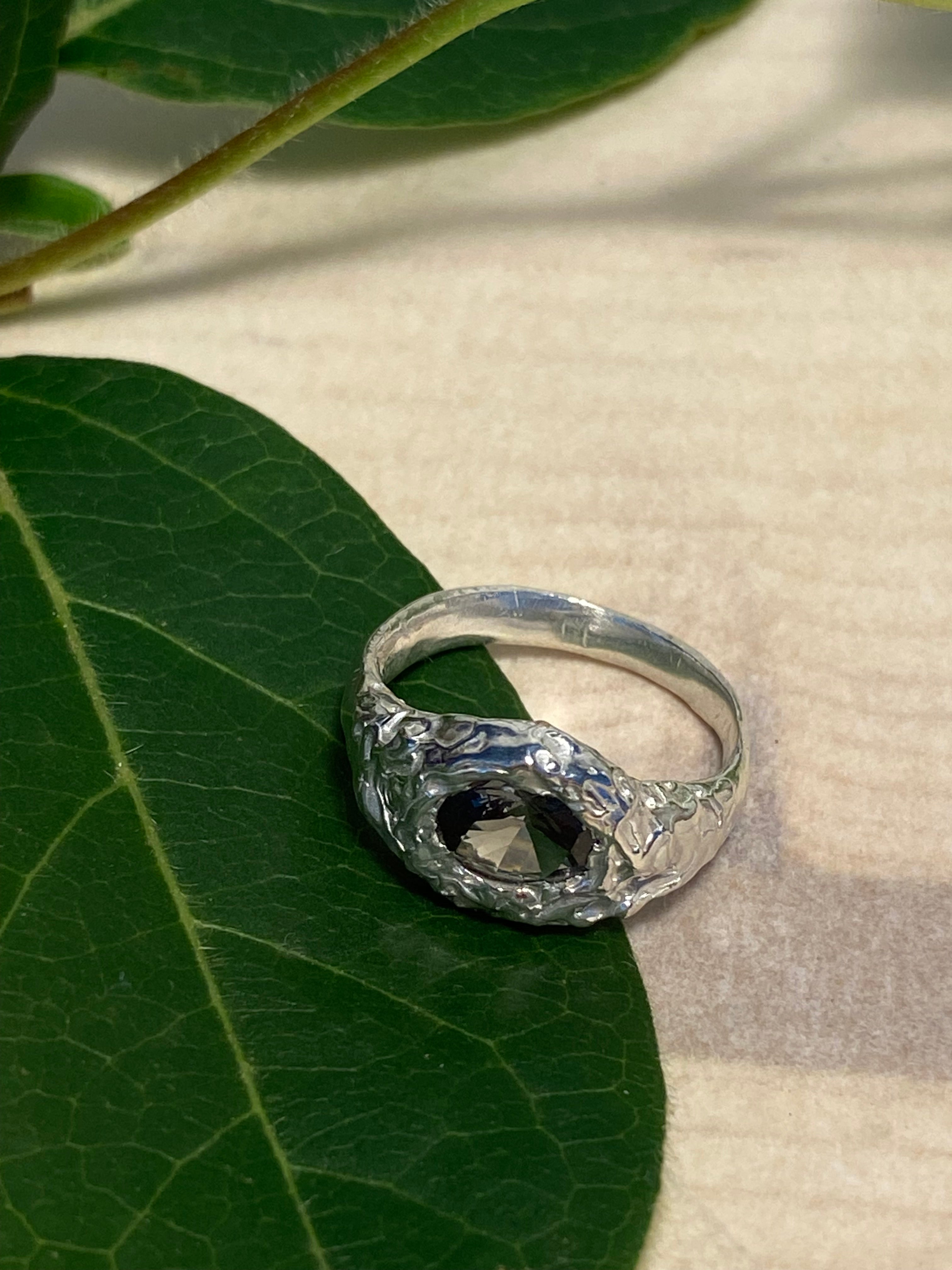 Tourmaline and Sterling Silver molten ring