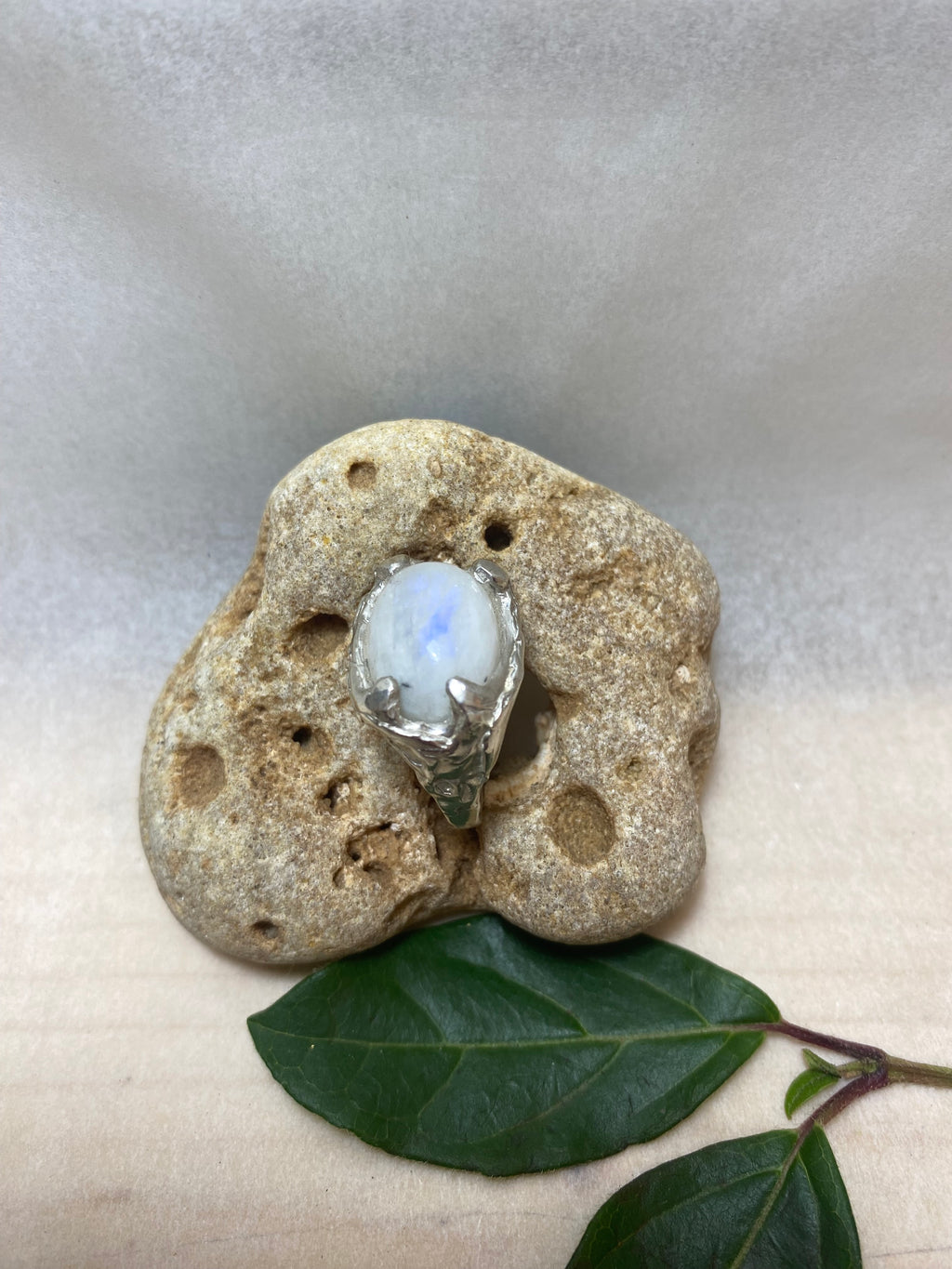 Moonstone Ring — Sculpted Sterling Silver
