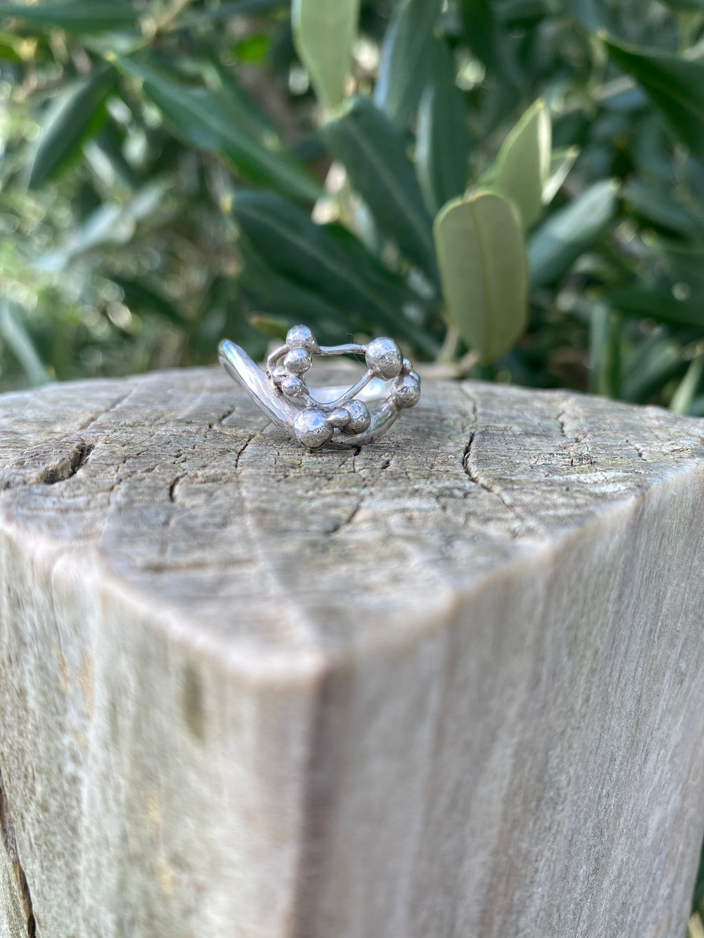Waves, Pebbles & Tendrils Sterling Silver Ring