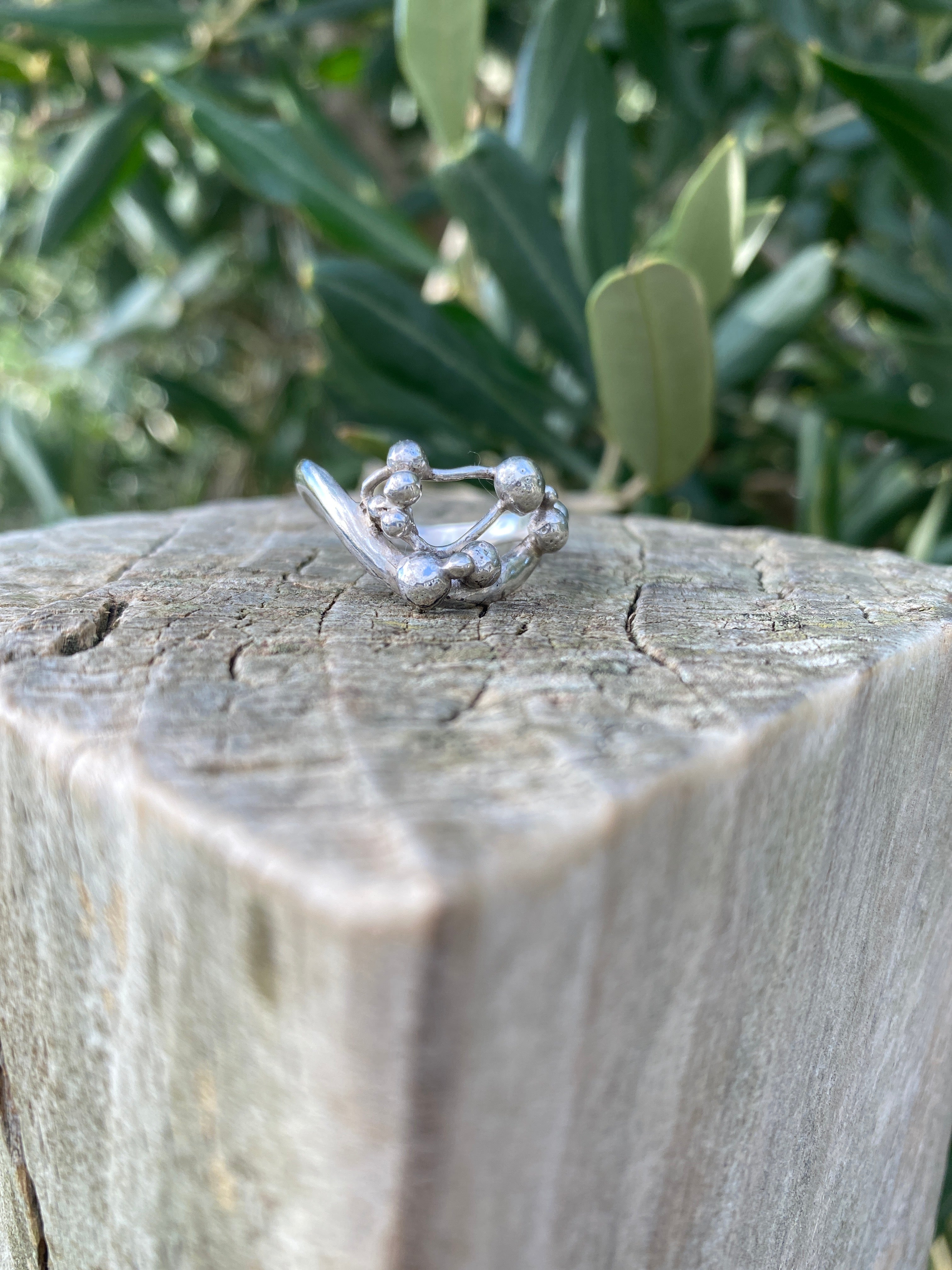 Waves, Pebbles & Tendrils Sterling Silver Ring