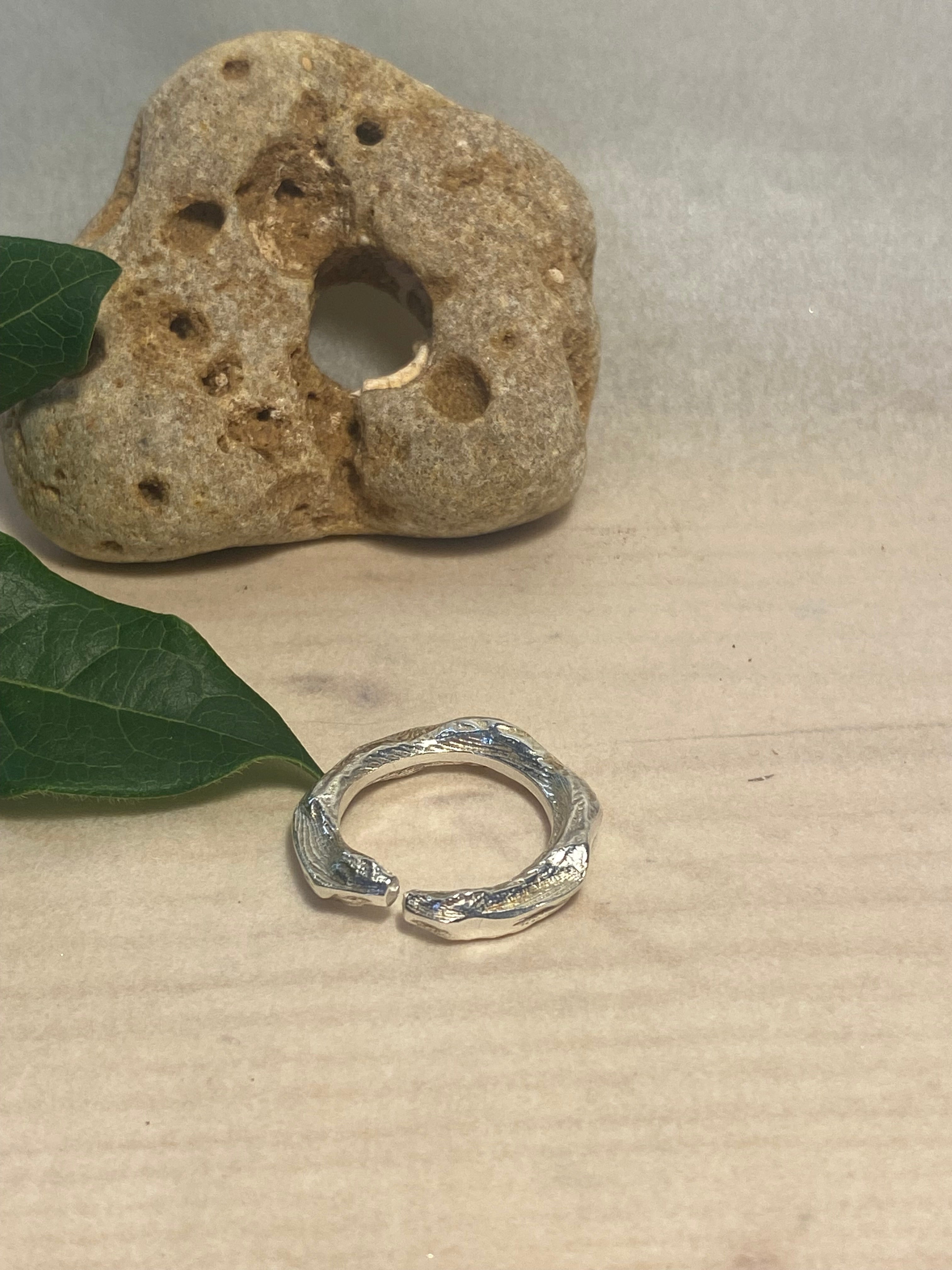 Cuttlefish Cast Adjustable Sterling Silver Ring