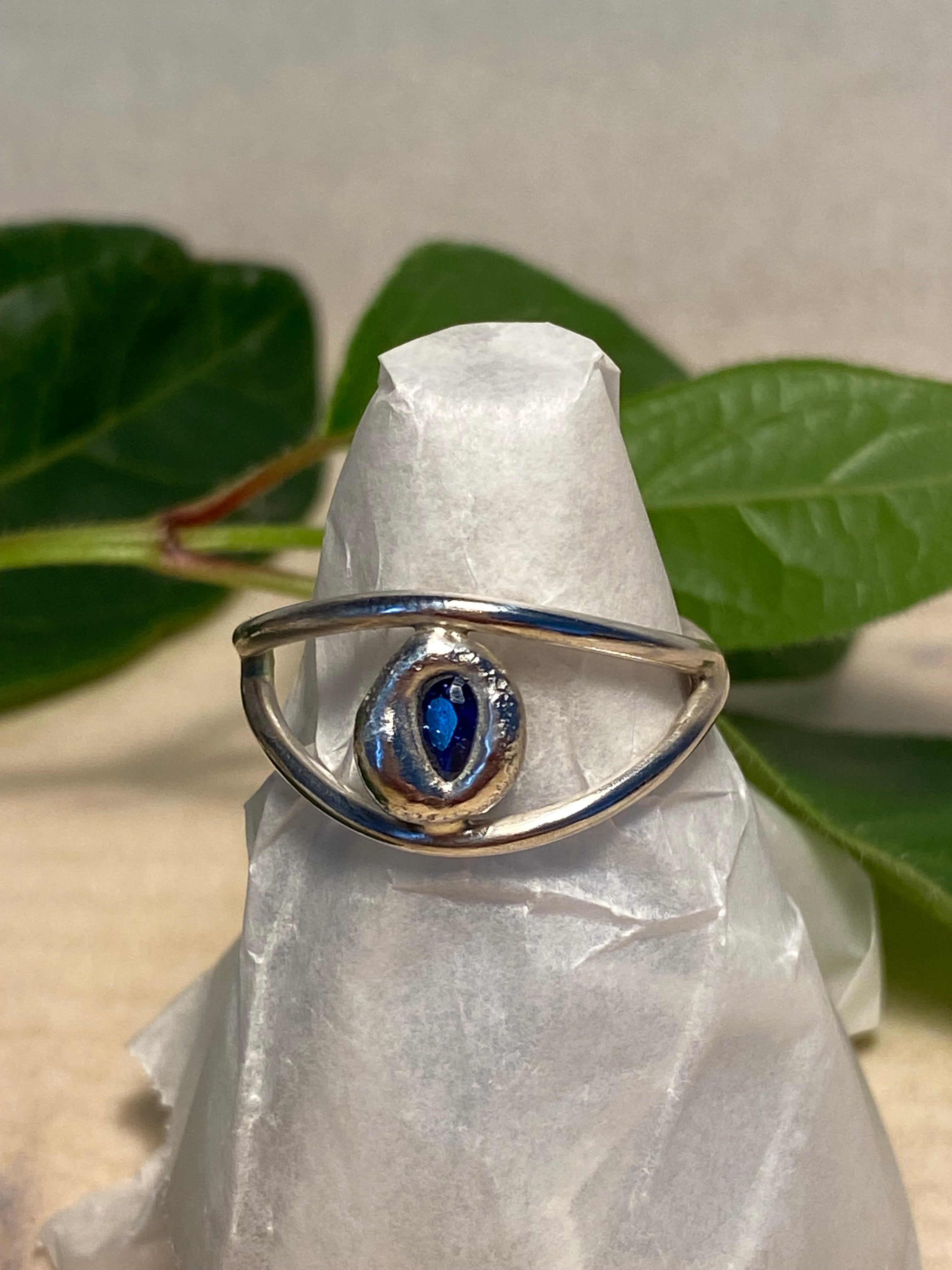 Blue Spinel and Sterling Silver ring