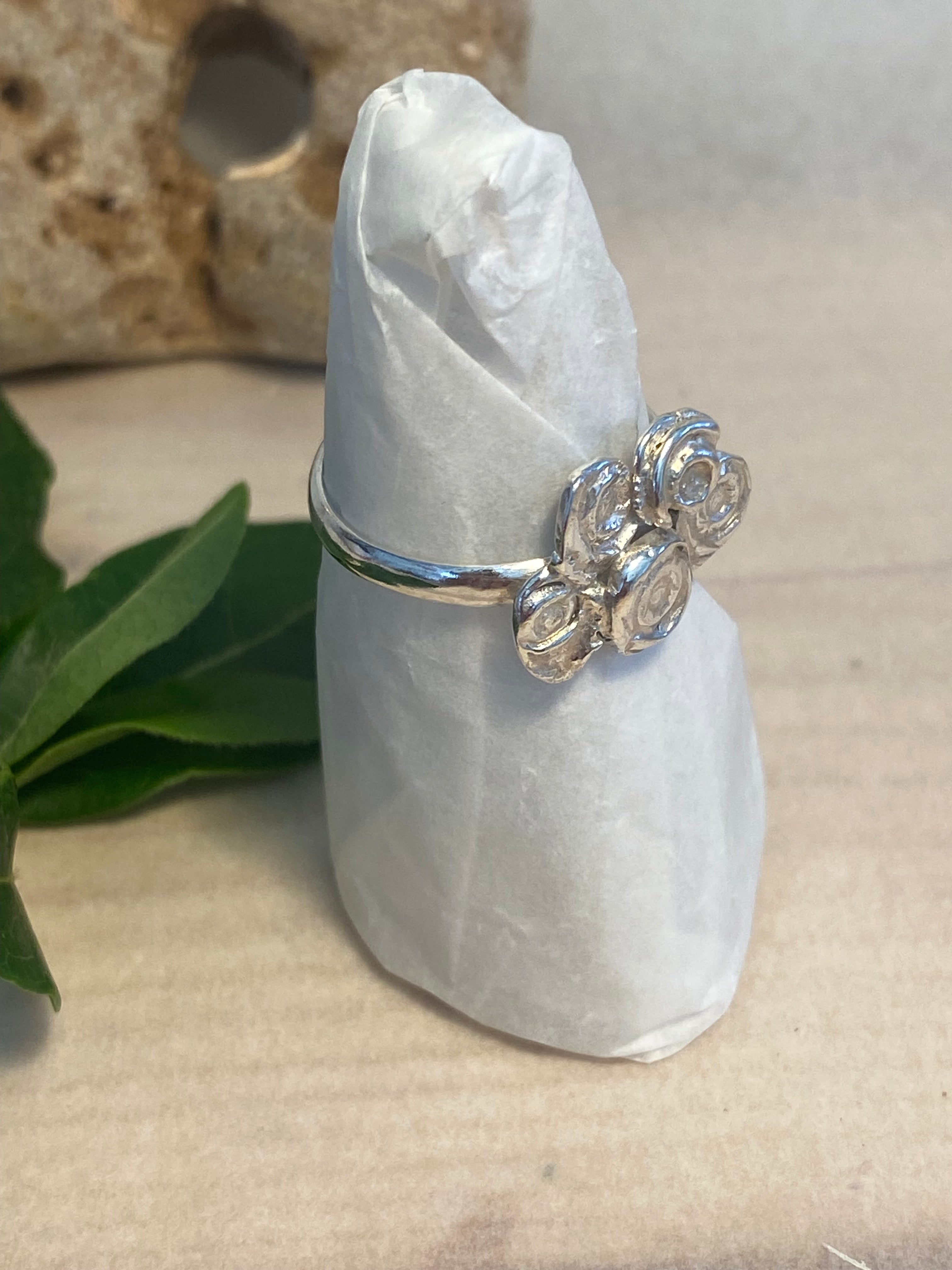 Molten Silver Flower Posy Ring